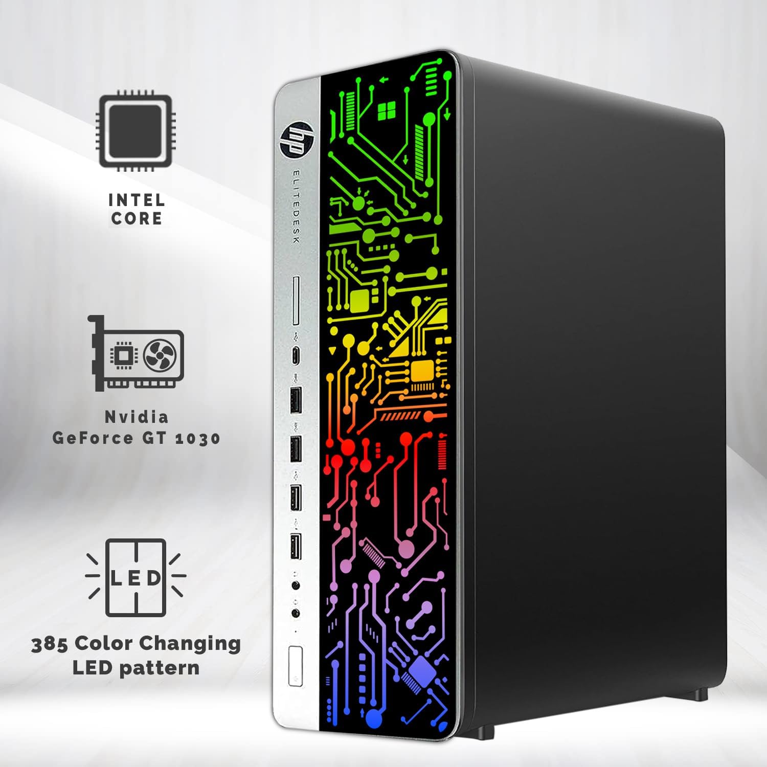 TechMagnet HP G3 RGB Computer PC Intel i5-6th Gen, AMD RX 550 Graphics, 32GB RAM, 240GB SSD + 2TB HDD, MTG New 24 Inch Curved Monitor, RGB Kit, Webcam, Windows 11 Pro (Renewed)