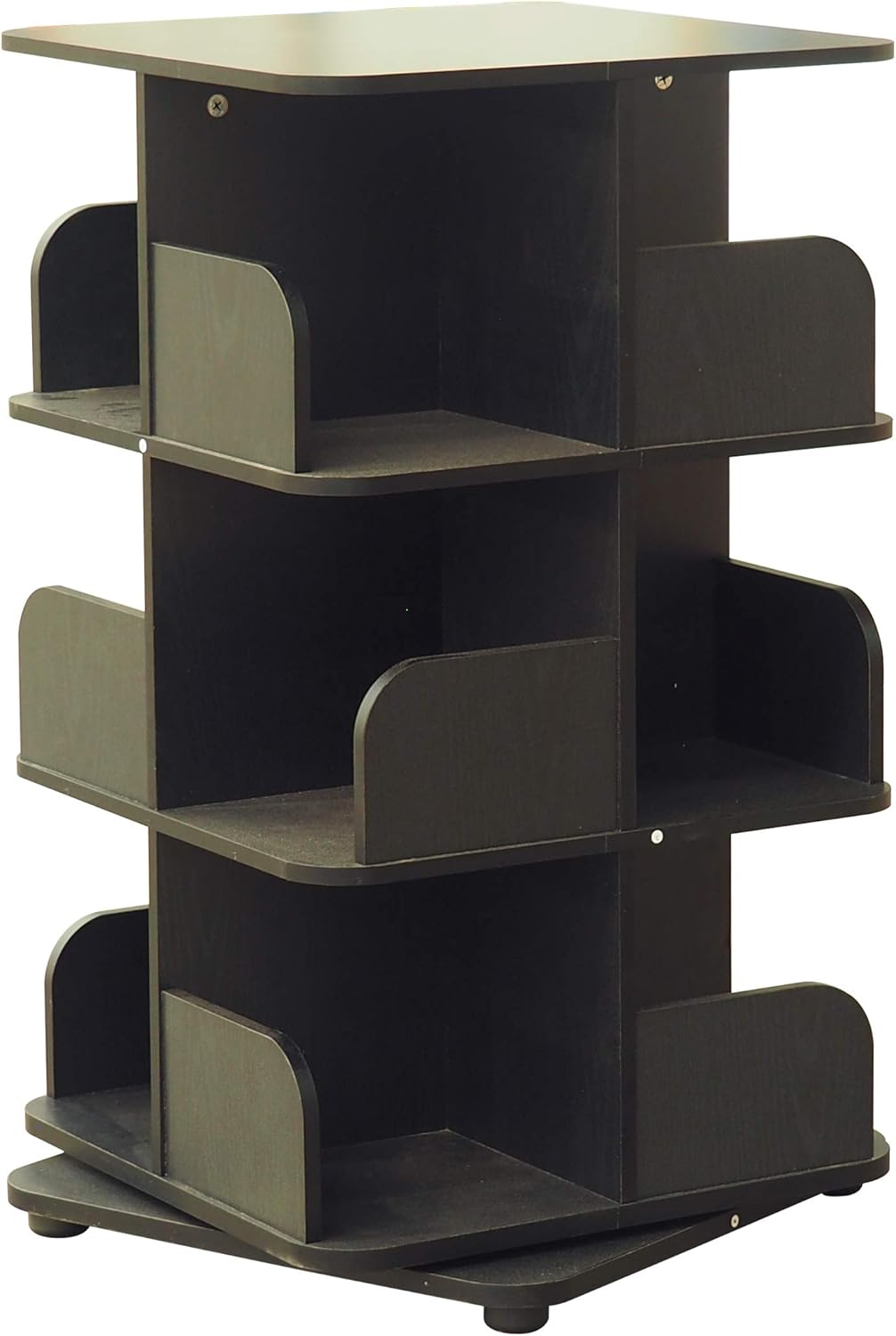 KB Designs - 3-Tier 360° Rotating Revolving Tower Bookcase Display Unit, Black