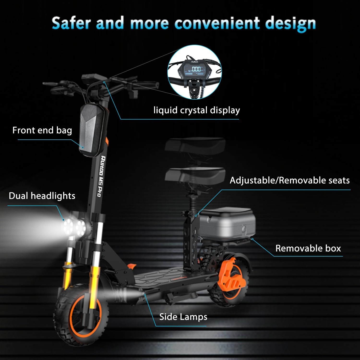 Electric Scooter Adults, 1600 W Motor Up to 50 Miles Range & 40 MPH Top Speed, 10