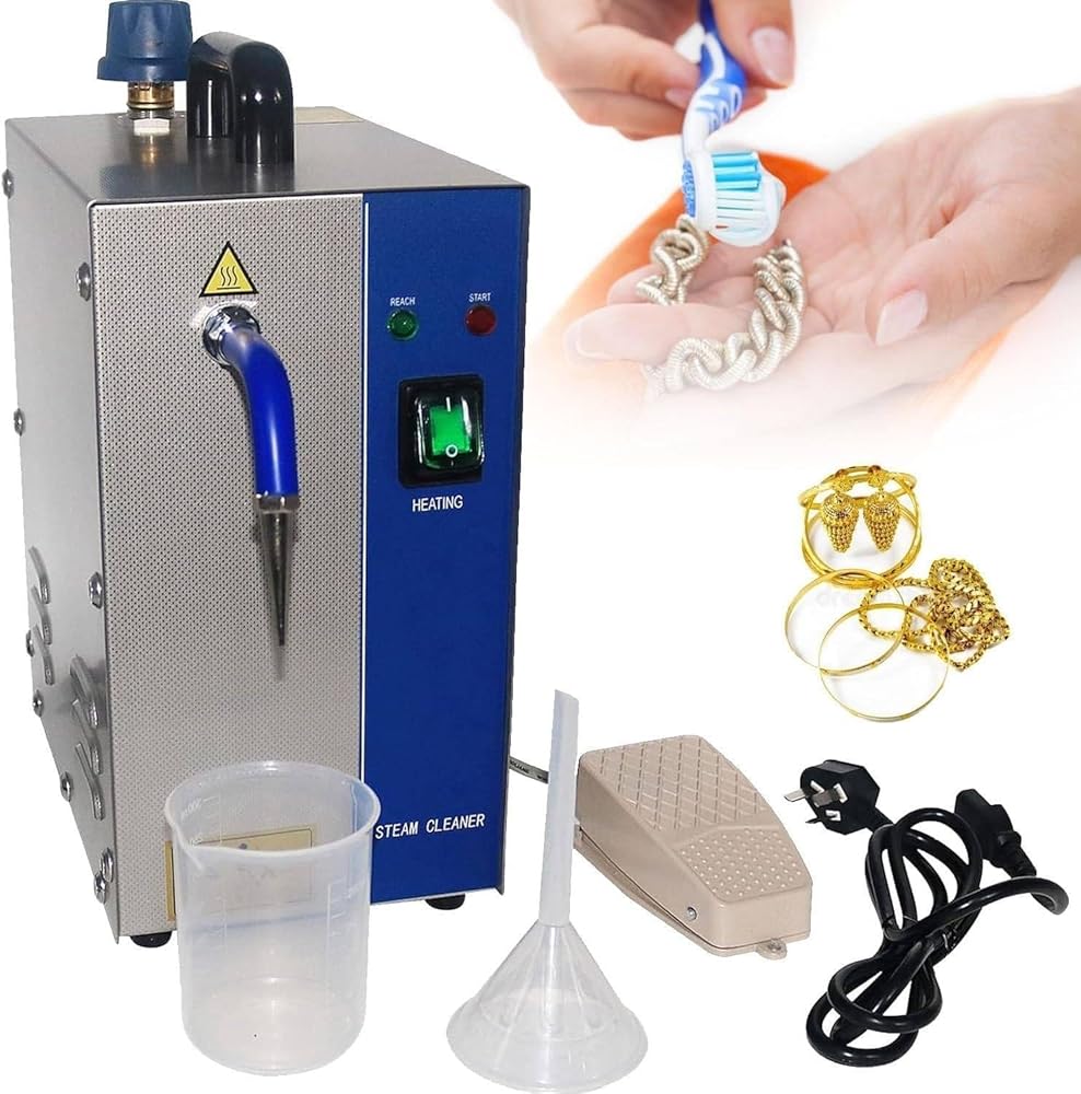 AWAYDD 1300W/2200W Professional Jewelry Cleaner Steam Cleaning Machine Gold and Silver Stainless Steel High Pressure 2L/4L Silver & Gold Steam Cleaner Goldsmith Equipment(4L)