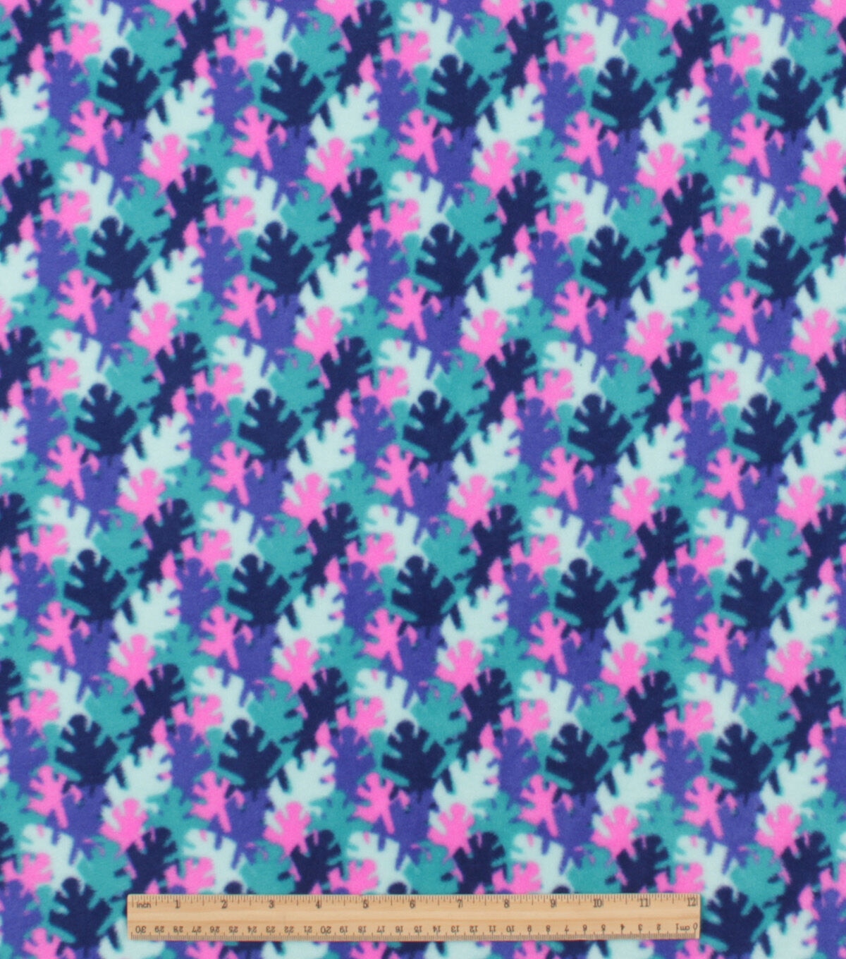 Purple All Over Leaf Anti Pill Plush Fleece Fabric