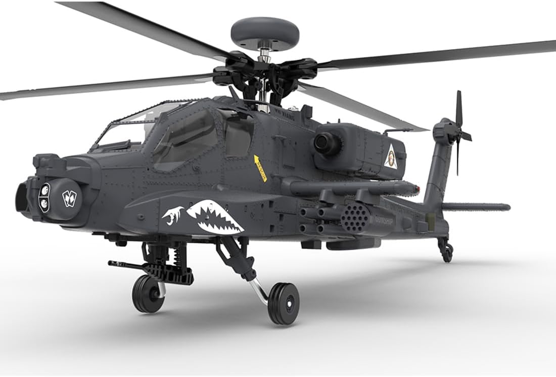 1/32 Scale 2.4G 6CH RC Dual-axis Co-Drive Flybarless 6G/3D Stunt F11-S AH64 Helicopter Model RC Military Helicopter Toy Gift for Adults (RTF GPS Version)