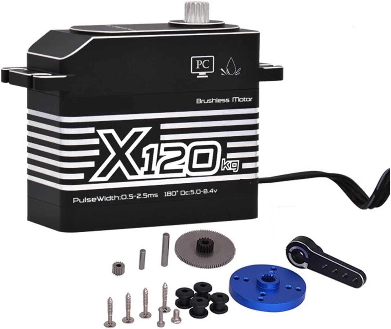 Brushless 120KG High Torque High Pressure CNC Aluminum Shell Metal Gear Waterproof Servo Suitable for 1/5