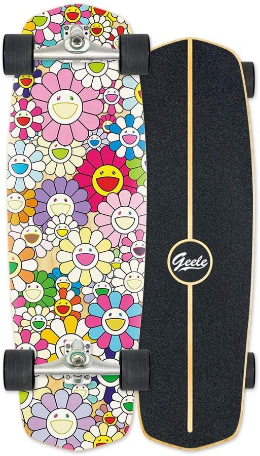 Surfskate Carver Skateboard CX4 Carving Bridge 76×24cm Maple Complete Skateboard ABEC-11 Bearings Non-Slip Surface for Carving Pumpping Various Actions for Kids Teens Adults (E)