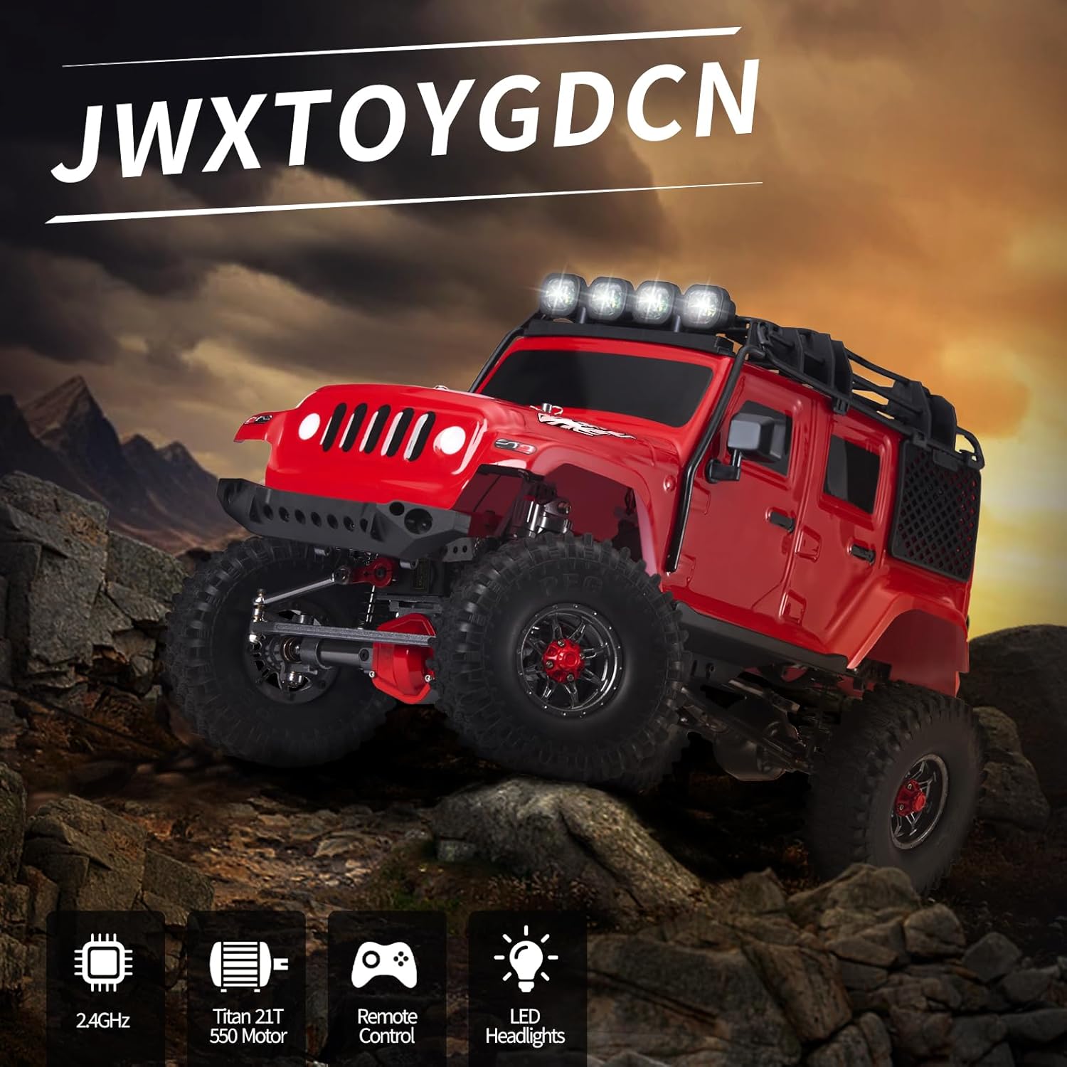 1:10 Scale RC Rock Crawler 4x4 - Hobby Grade All-Terrain RC Truck with Carbon Fiber Frame, All-Metal Gearbox, Waterproof ESC, 2.4GHz for Adults & Teens (Black)