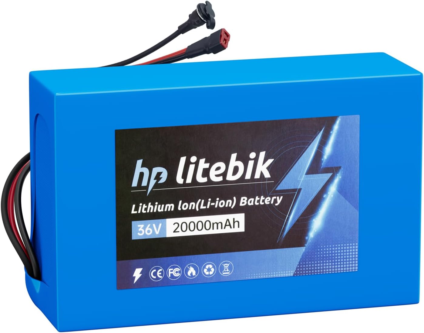 36V 20Ah Lithium Ebike Scooter Motorcycle Battery, Rechargeable Lithium-ion Battery Pack - 30A BMS, 1500+ Cycles, T to XT60 Female Plug, T Plug