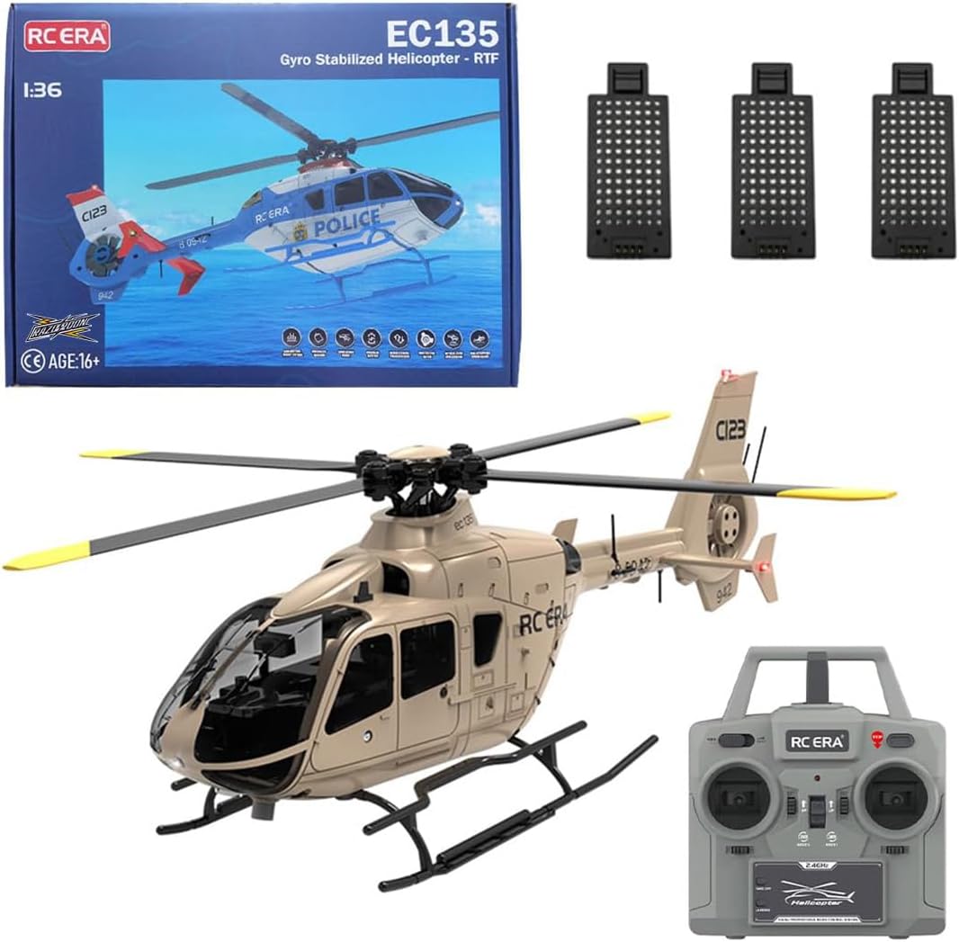 C123 RC Helicopters for Adults,1/36 Scale 2.4G 6CH Single-Rotor Gyroscopic Flying Aircraft Model with Optical Flow Positioning and One Key Take Off/Landing (Champagne Gold, with 3 Battery)