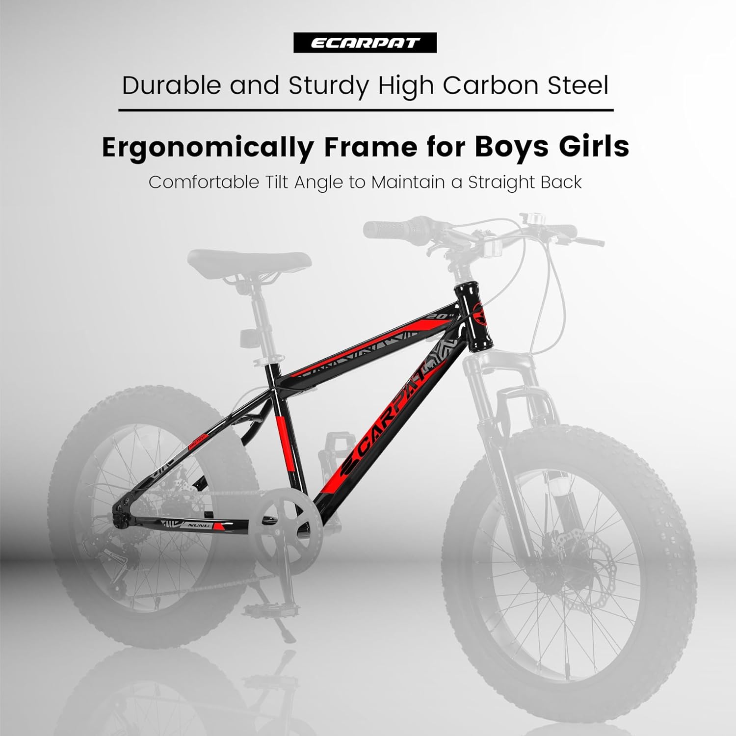 20 Inch Kids Mountain Bike with Front Suspension, 7-Speed Gears & Disc Brakes, High Carbon Steel Frame for Boys & Girls Ages 8-14,Red