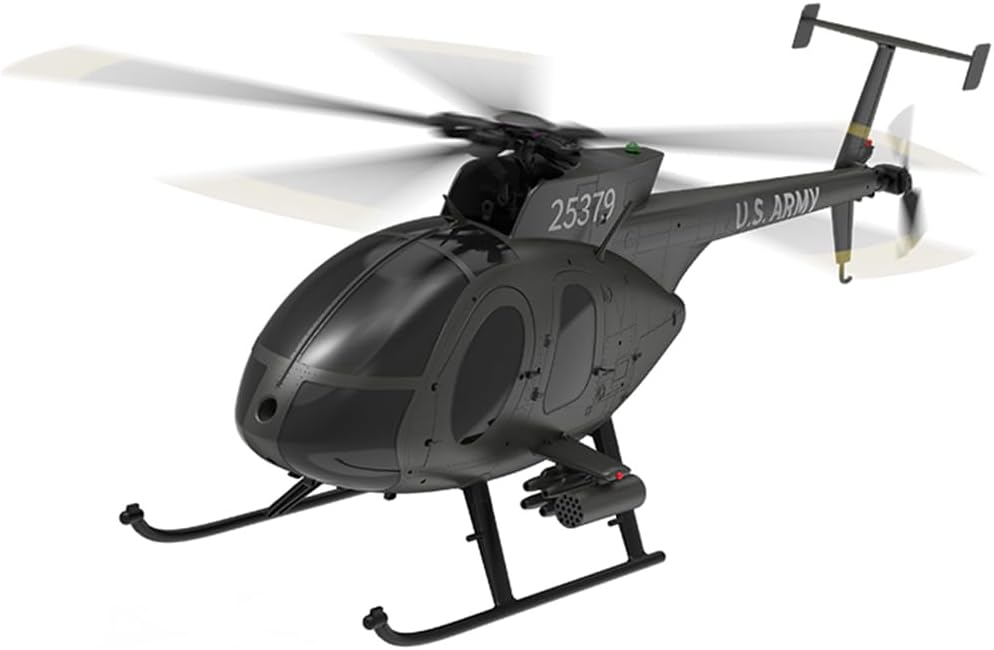 YU Xiang F119S MD500 RC Helicopter, 1/16 Scale 250-Class 2.4G 9CH RC Little Bird Helicopter with Flybarless Rotor Head, 6G/3D Switchable Modes and Openable Cockpit (Three Batteries(Black))