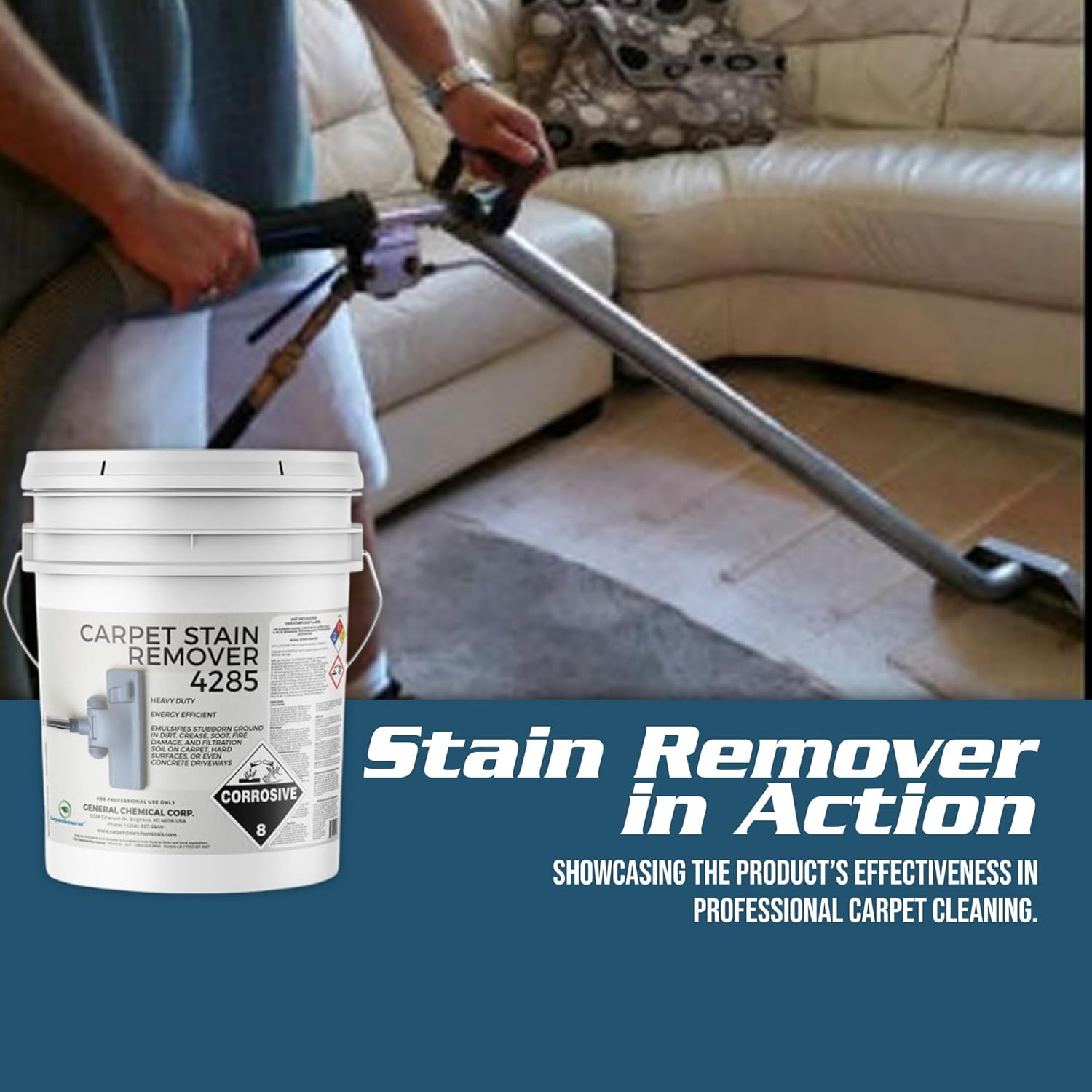 CarpetGeneral - Heavy Duty Carpet Stain Remover 4285 - Easy Clean and Professional Carpet Cleaner Products - Residential & Commercial Multi-Purpose Spot, Stain Pretreater & Precleaner - 1 Gallon Pail