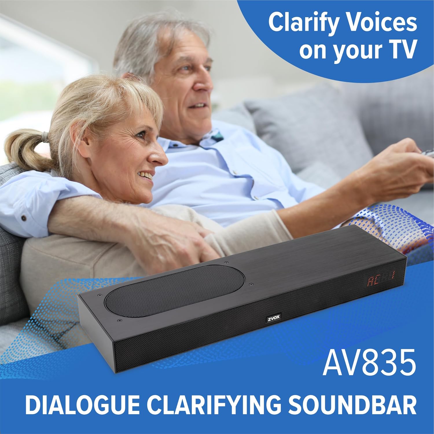 ZVOX AccuVoice AV835 Dialogue Clarifying Soundbar - Patented Hearing Technology with 20 Levels of Voice Boost