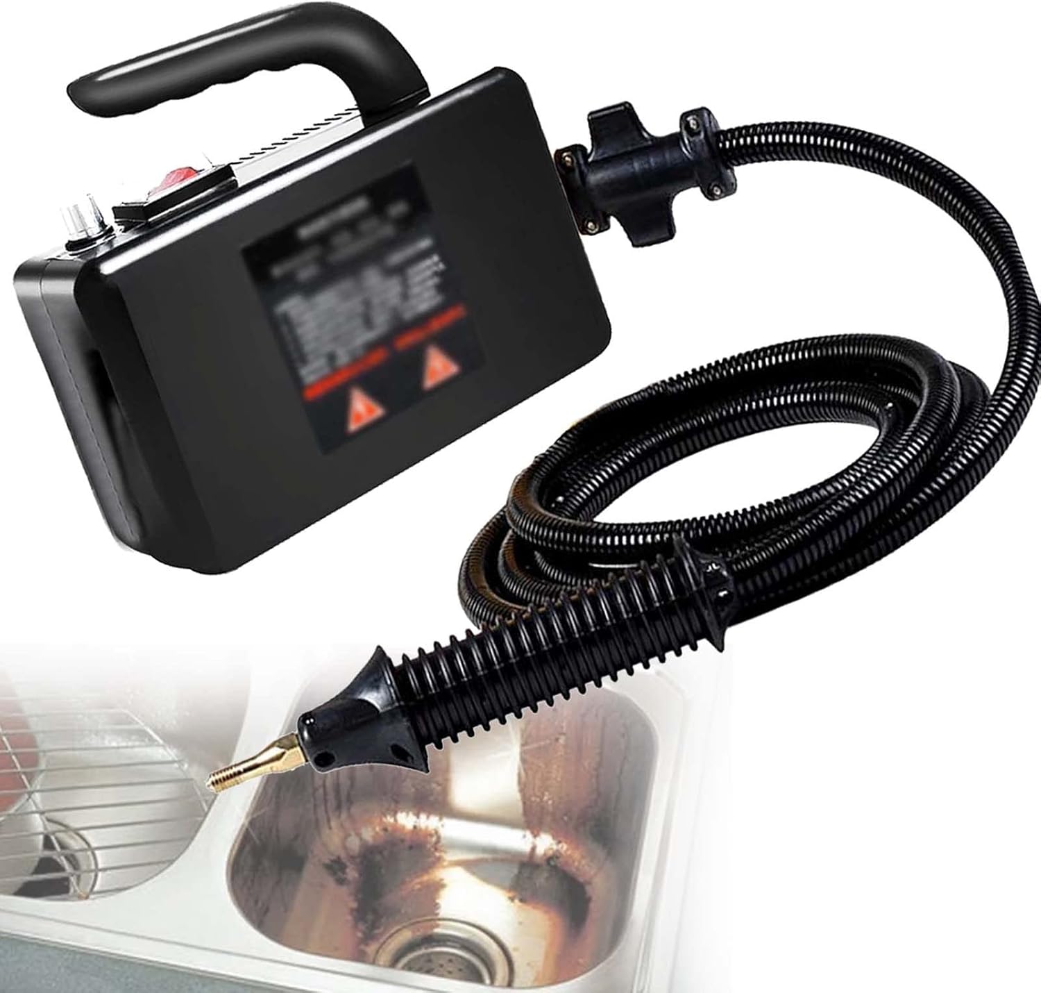 STIDE High Pressure Handheld Steam Cleaner, Cleaning Car Engine, For Car Detailing, Portable Electric Steam Engine Home Kitchen Floor, Black-110V