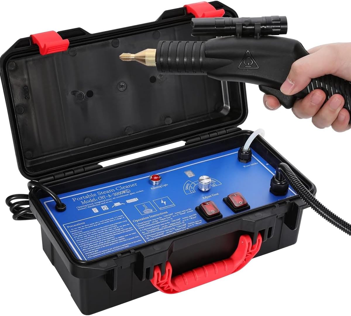 AUTUMFLATGAO High Pressure Steam Cleaner, 1700W High Temp Steamer for Cleaning, Tankless for Commercial Home Use, Grout Tile Kitchen Bathroom Car Detailing