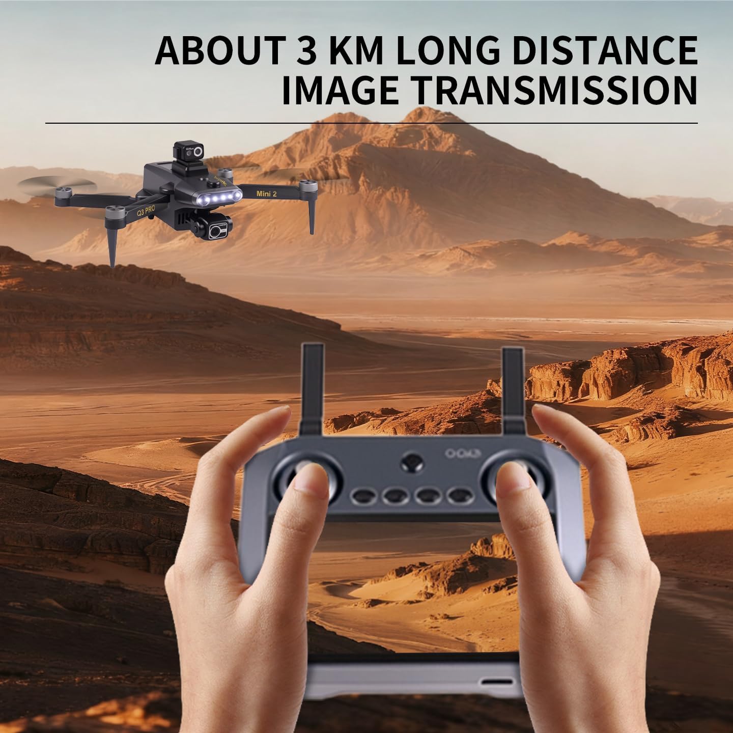 Professional Drones with 4K HD Camera & 3-Axis Gimbal for Adult, Q3 PRO Mini 2 GPS Auto Return FPV Drone with 5.5