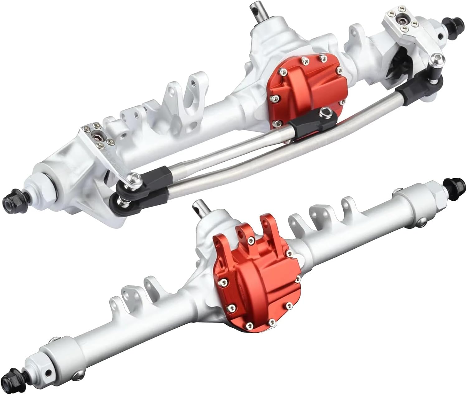 RC Axle Models For Axial For SCX10 II VS4-10 For Rock 1/10 Offset Straight Axle Set Machined Aluminum Piece Construction RC Crawler Trucks Parts(Silver,1set)