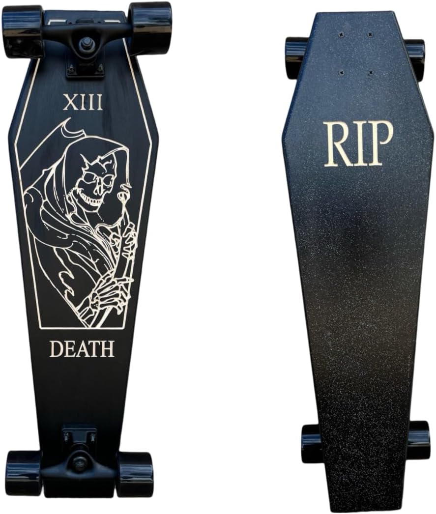 Coffin Death Tarot Black Skateboard | Longboard | 30x9 | Coffin Croozer