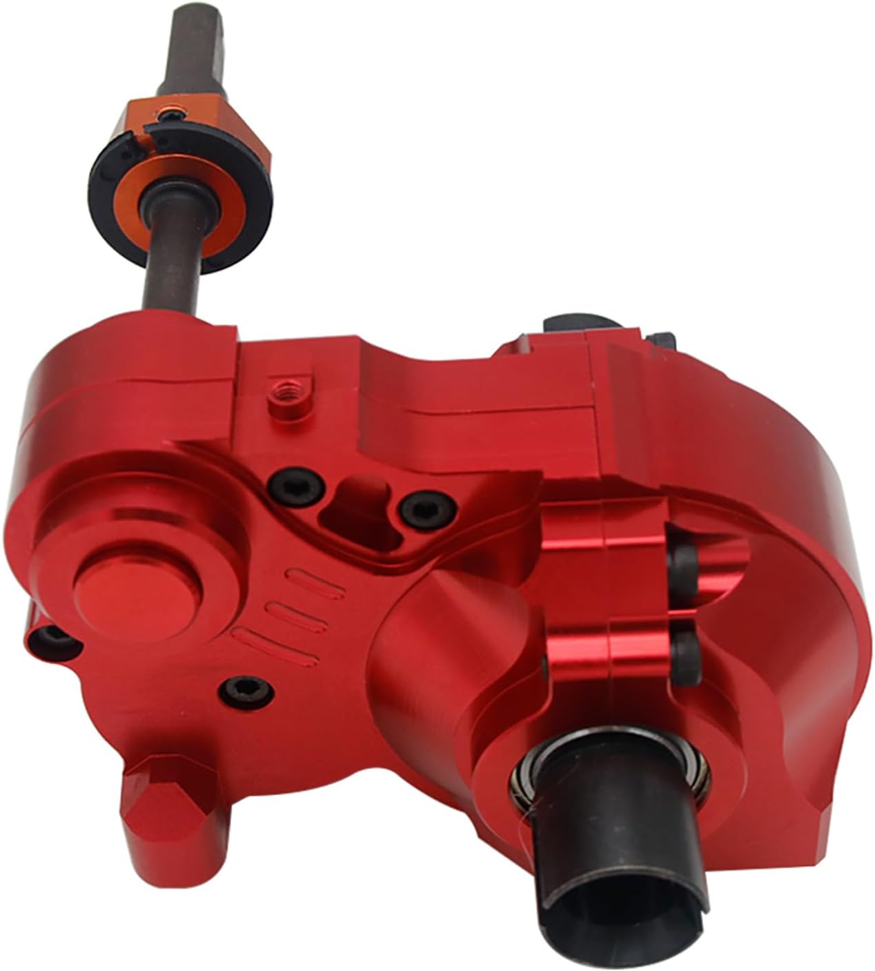 FLMLF CNC Metal Three-Stage Split Differential Diff.Gear Box Case Assembly Kit for 1/5 Hpi Rofun Rovan Km Baja 5B 5T 5Sc Rc Car Parts (Red)