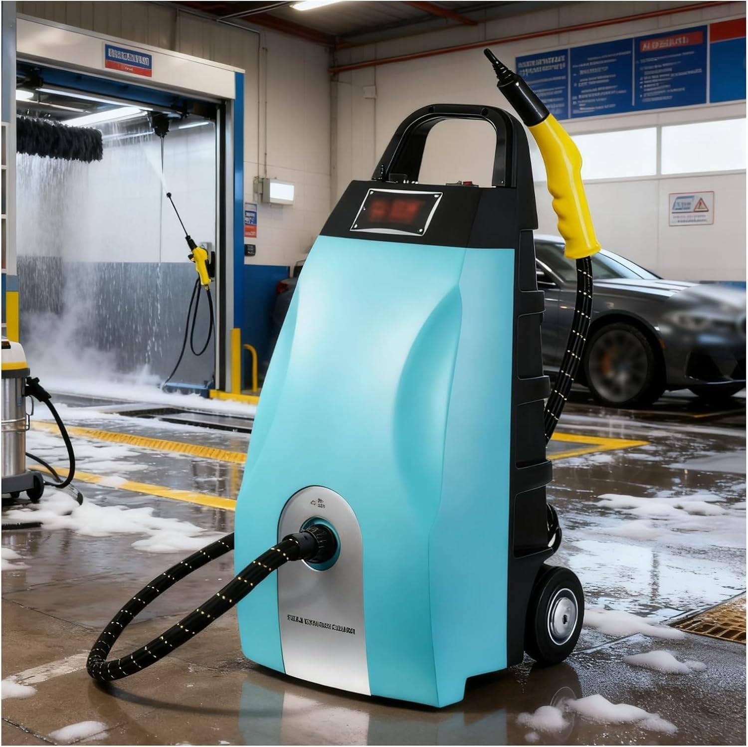 GEHPYYDS Commercial Steam Cleaner 2500W/3000W - 3.5L Tank, 230°F High Temp Steam for Restaurant Kitchen, Lightweight Steamer with Safety Lock, Used for Car & Kitchen Cleaning Blue