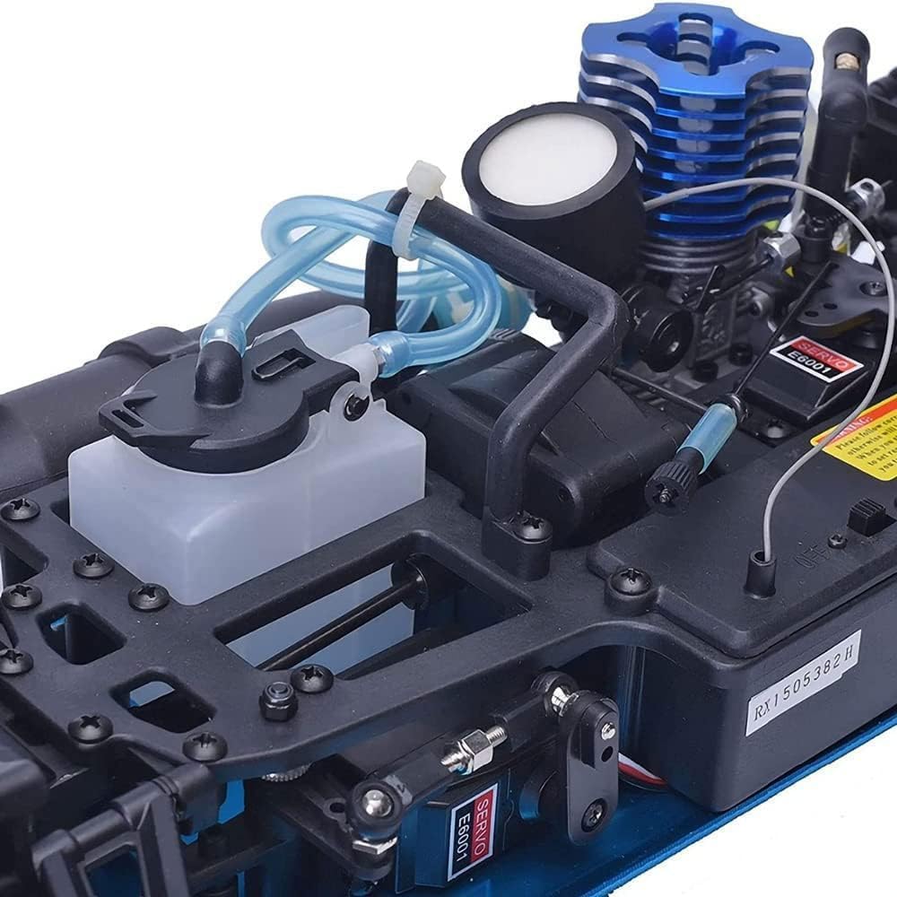 Nitro RC Cars Truck 1/10 Two Speed Nitro Gas Power Truck for Adult Professional Fast Drift Remote Control Car Nitrogen Drive 4WD 80KM/H Metal Chassis Gas Off Road Short Course Vehicle (Blue)