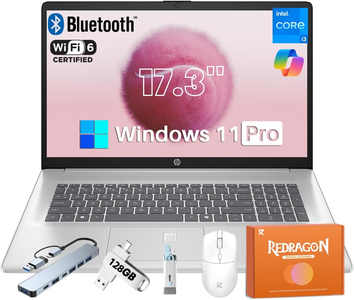 HP 17 Inch Laptop Computer, Intel i3 N305(8-Core), 17.3