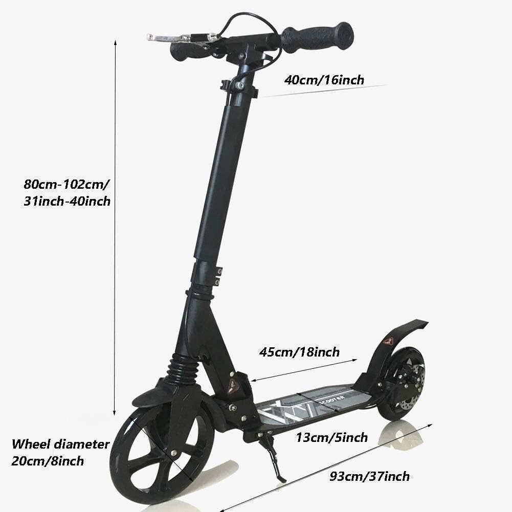 Scooters Kick Scooter for Adults Kids Unisex Adult Kick Scooter Load 150kg Commuting Scooter with Disc Brakes Birthday Gifts for Adult Teenager Men Women Non-Electric (Color : White)