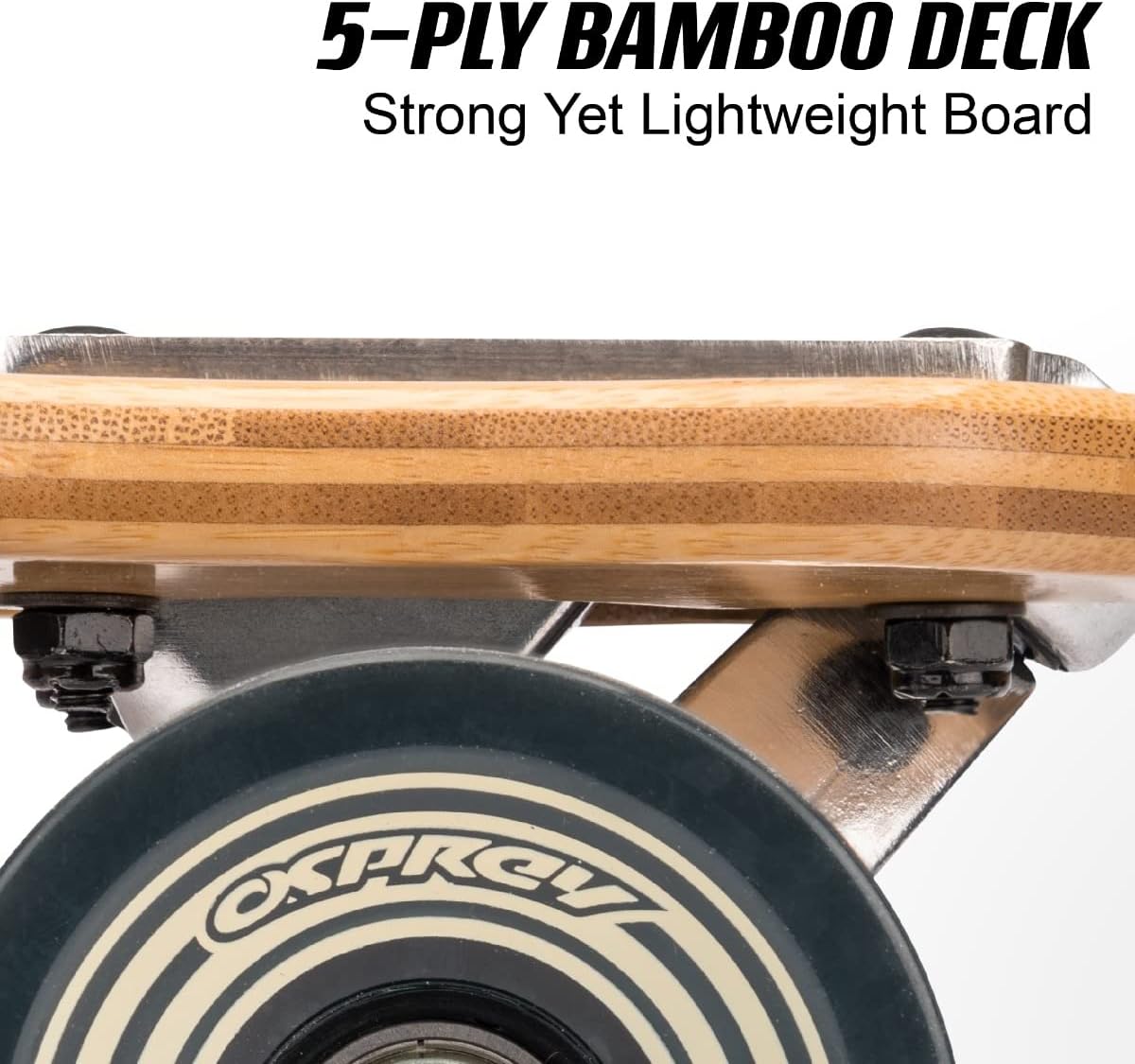 Osprey | Twin Tip Longboard, 42inch Complete Skateboard, 5-Ply Bamboo, for Kids, Adults and Beginners, Eagle, Multiple Colours