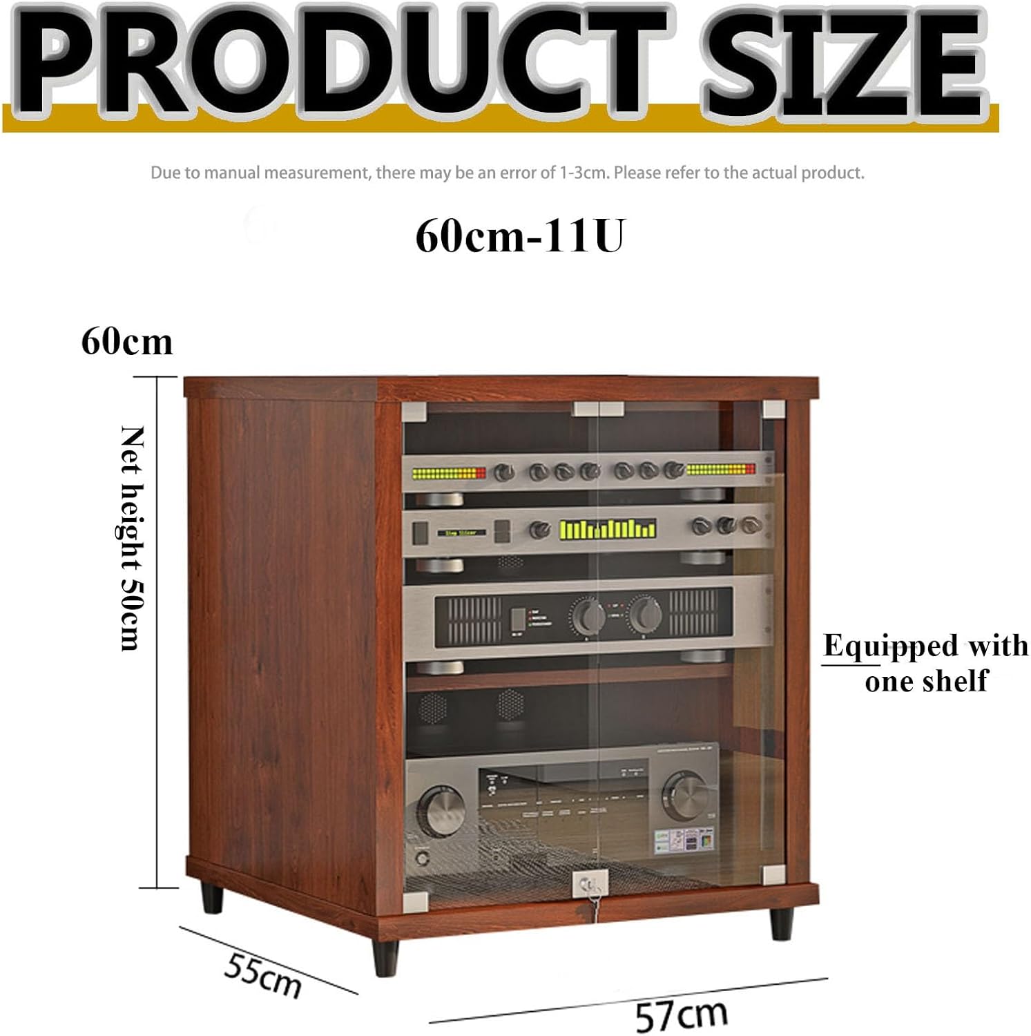 Diodceraic Modern Media Storage Cabinet with Tempered Glass Doors - AV Rack Gaming Console Stand