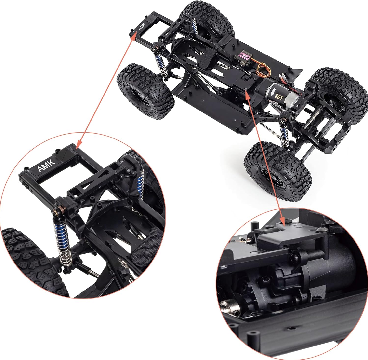 313mm Wheelbase RC Crawler Chassis Frame Builders Kit with 2-Speed Transmission 35T 550 Motor for TRX4 D90 DIY Upgrade (Chassis Have Axle Have Wheels)