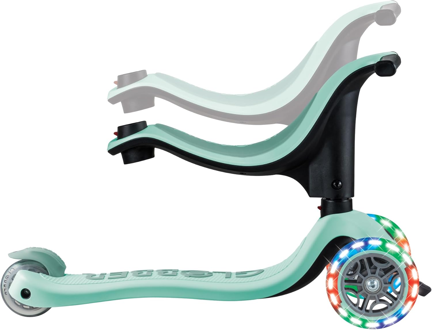 Globber - GO•UP Sporty Lights - 3-wheel scalable scooter with seat, for children aged 15 months to 6 years