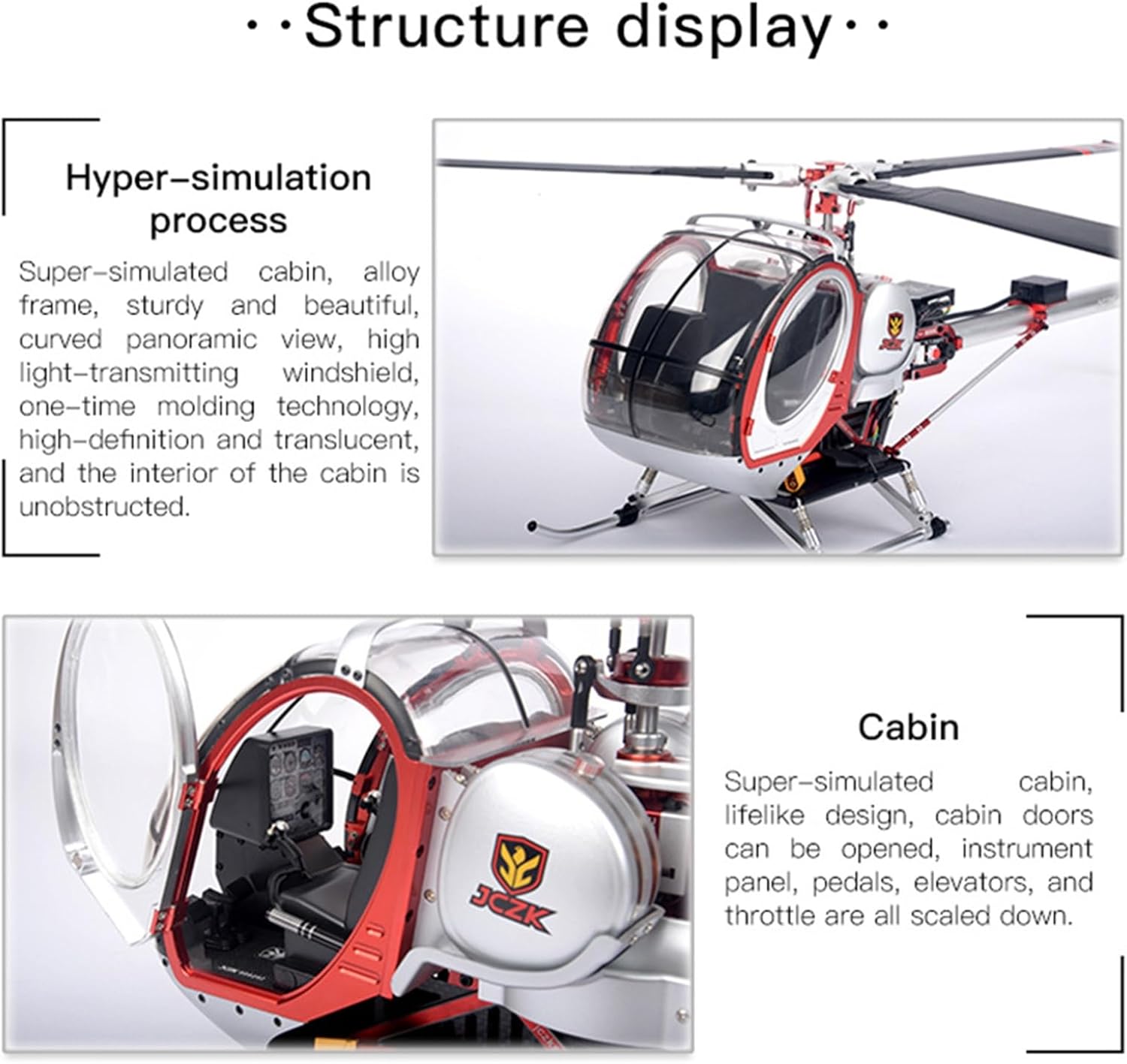 RC Helicopter Model, 2.4G 3-Rotor Flybarless RC Plane with 2 Battery LED Lights & Openable Cockpit Gyro Optical Flow Altitude GPS Positioning Hold for Adults(Red,Right-Hand Throttle)
