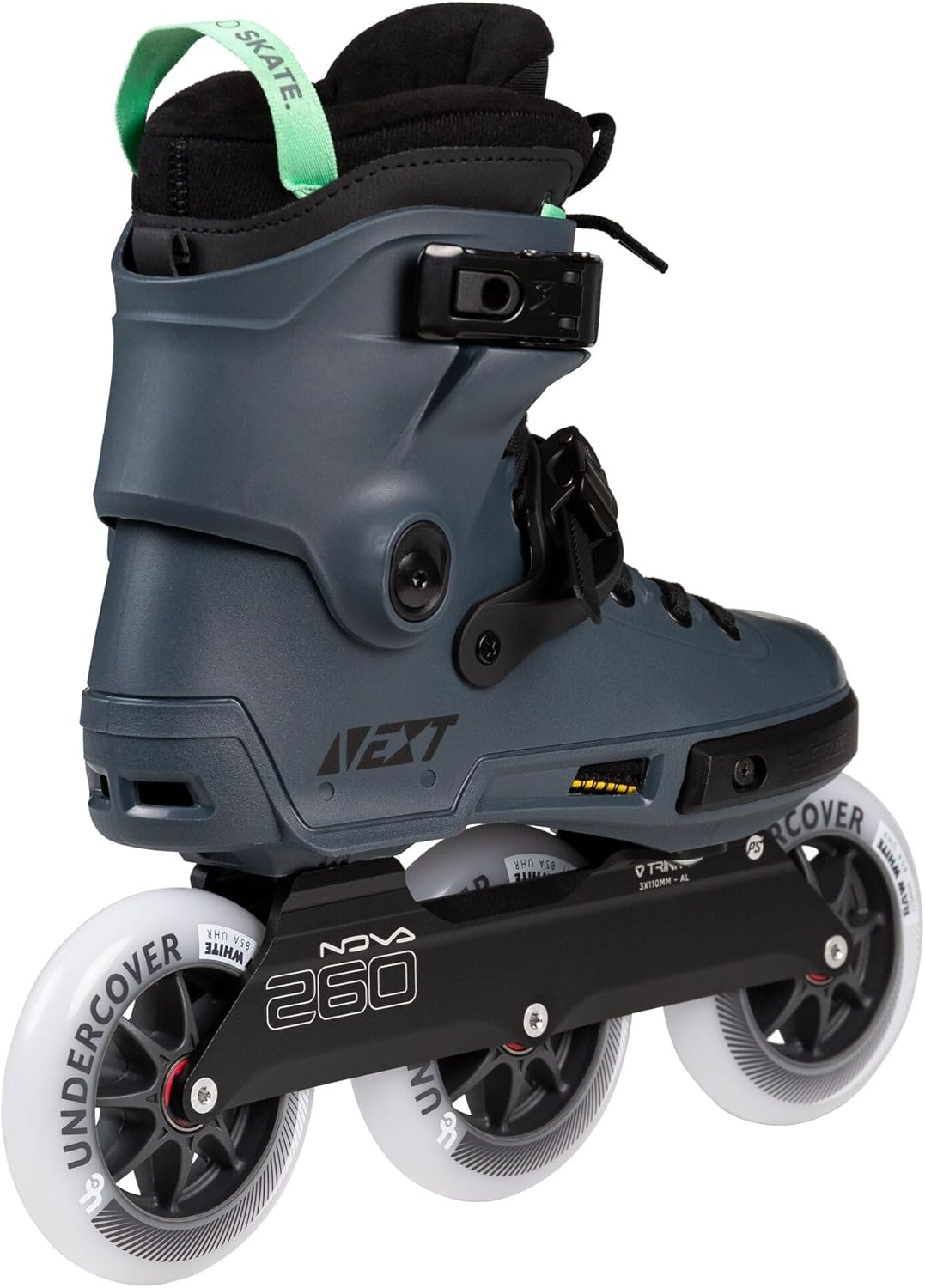 Powerslide Next Pro 110 Urban Inline Skates for Men and Women with Trinity 3-Point Mounting, 3 x 110 mm Undercover Wheels & Wicked ABEC 9 Ball Bearings in Petrol/Dark Blue