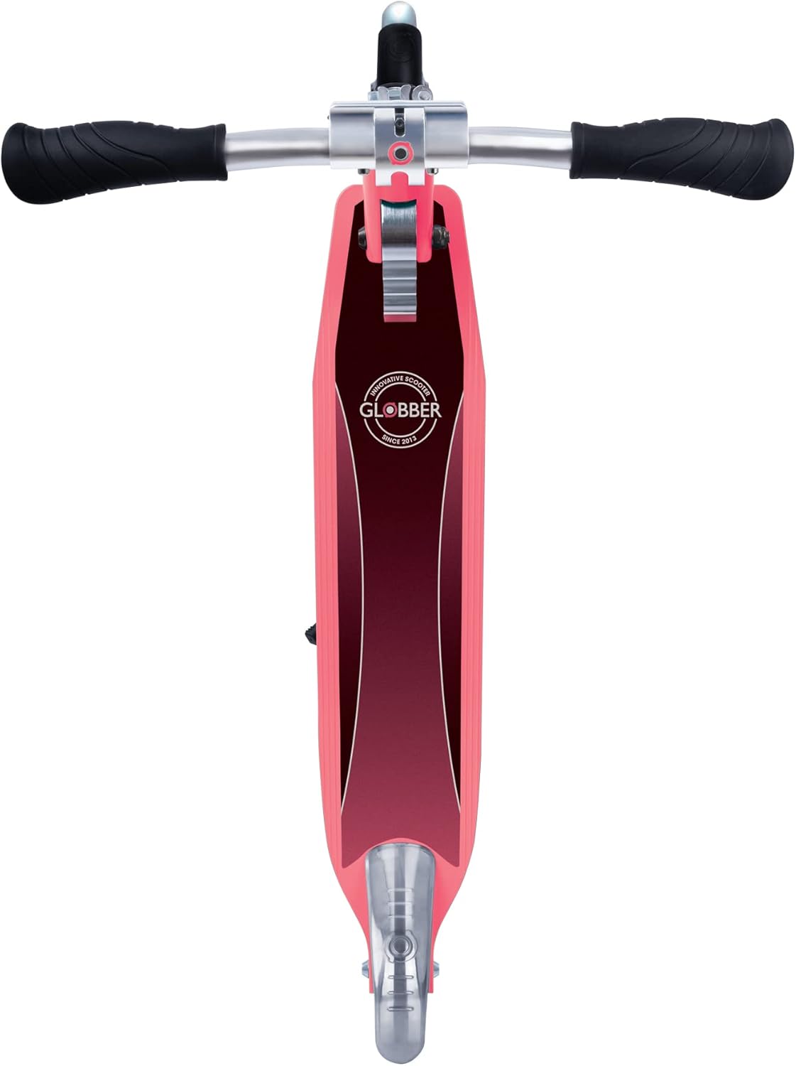 GLOBBER Flow Element Lights 2 Wheel Aluminium Scooter with Luminous Wheels for Kids and Teens (5 Years Old) - Coral Pink