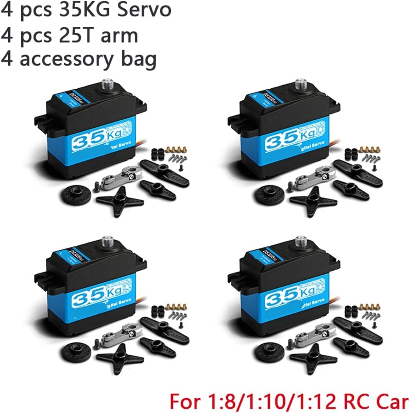 4pcs Coreless Server 25kg 35KG High Speed ​​Server Professional Digital and Stainless Steel Gear Server(4X DS3235 Pro-180)