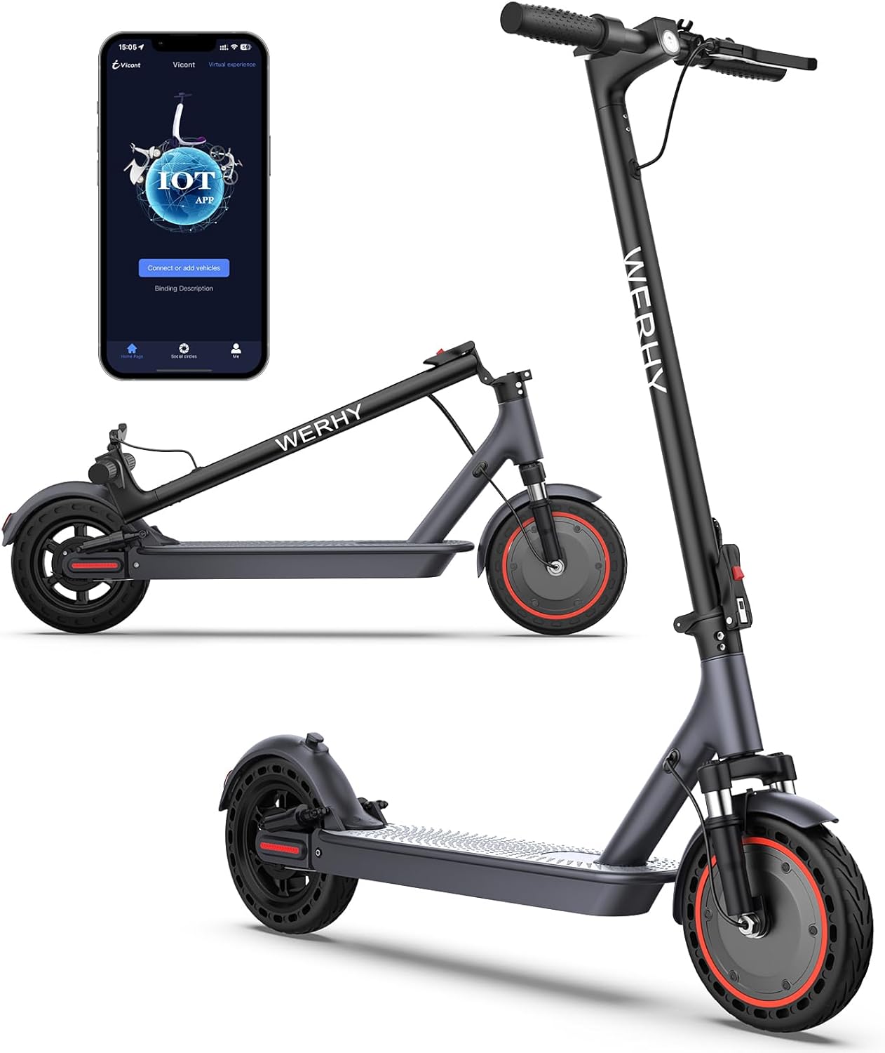 Electric Scooter, Powerful 500/350W Motor, 10
