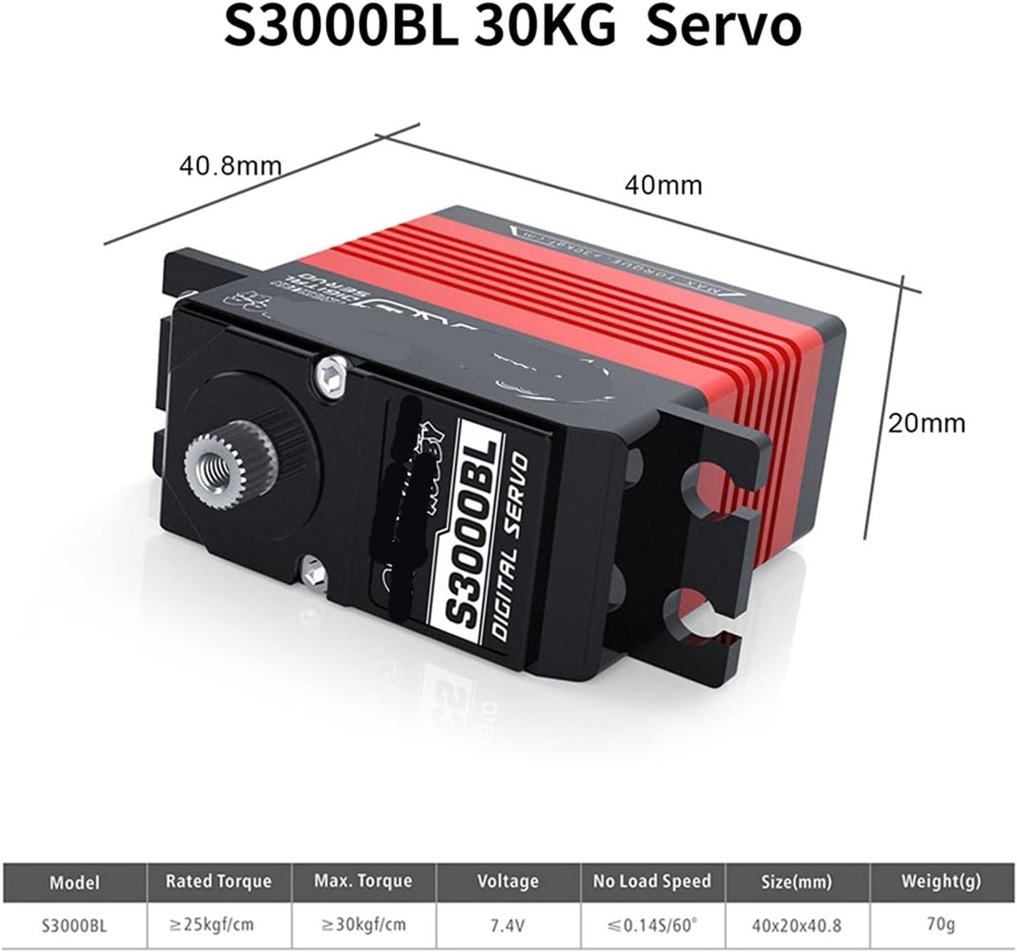 Server 16KG 23KG 24KG 25KG 30KG 70KG Metal Gear Digital Servo(S3000BL 30KG)