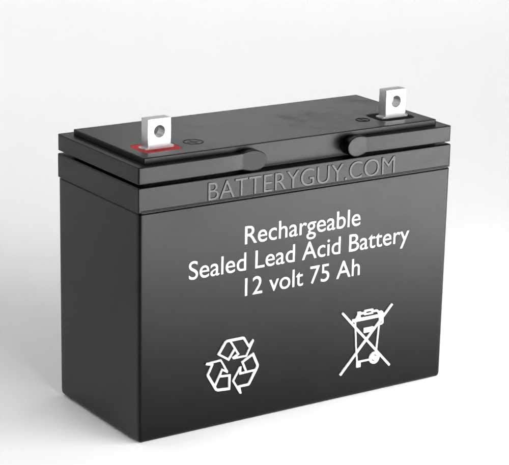 BatteryGuy Scooter Tri-Wheeler Replacement 12V 75Ah SLA Batteries Brand Equivalent (Rechargeable) - Qty of 2