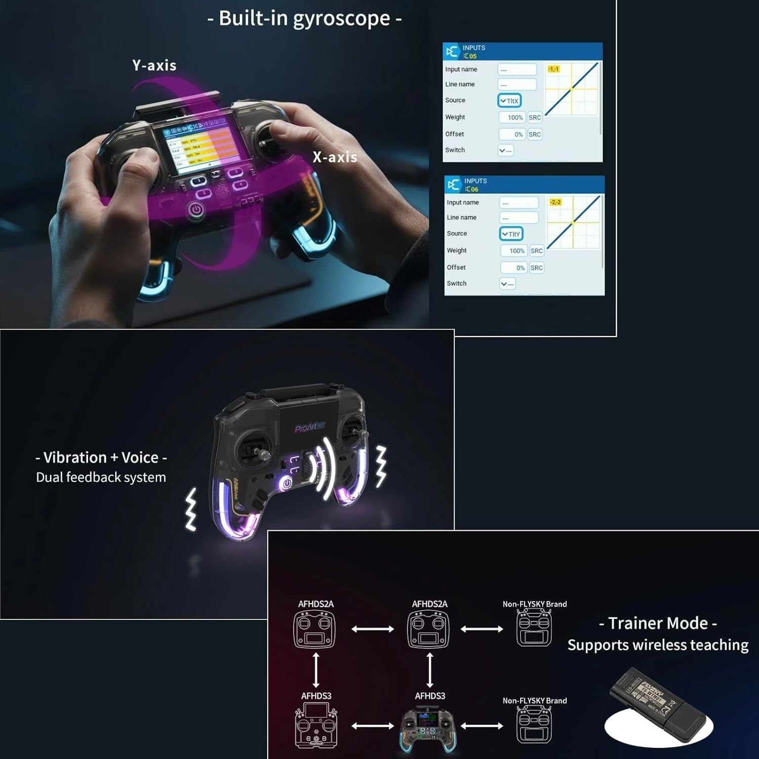 Flysky ProArt PA01 RC Transmitter, 2.4GHz, 18/32CH, 2.4'' IPS Screen, for FPV Drone/RC Helicopter/Airplane/Car/Boat