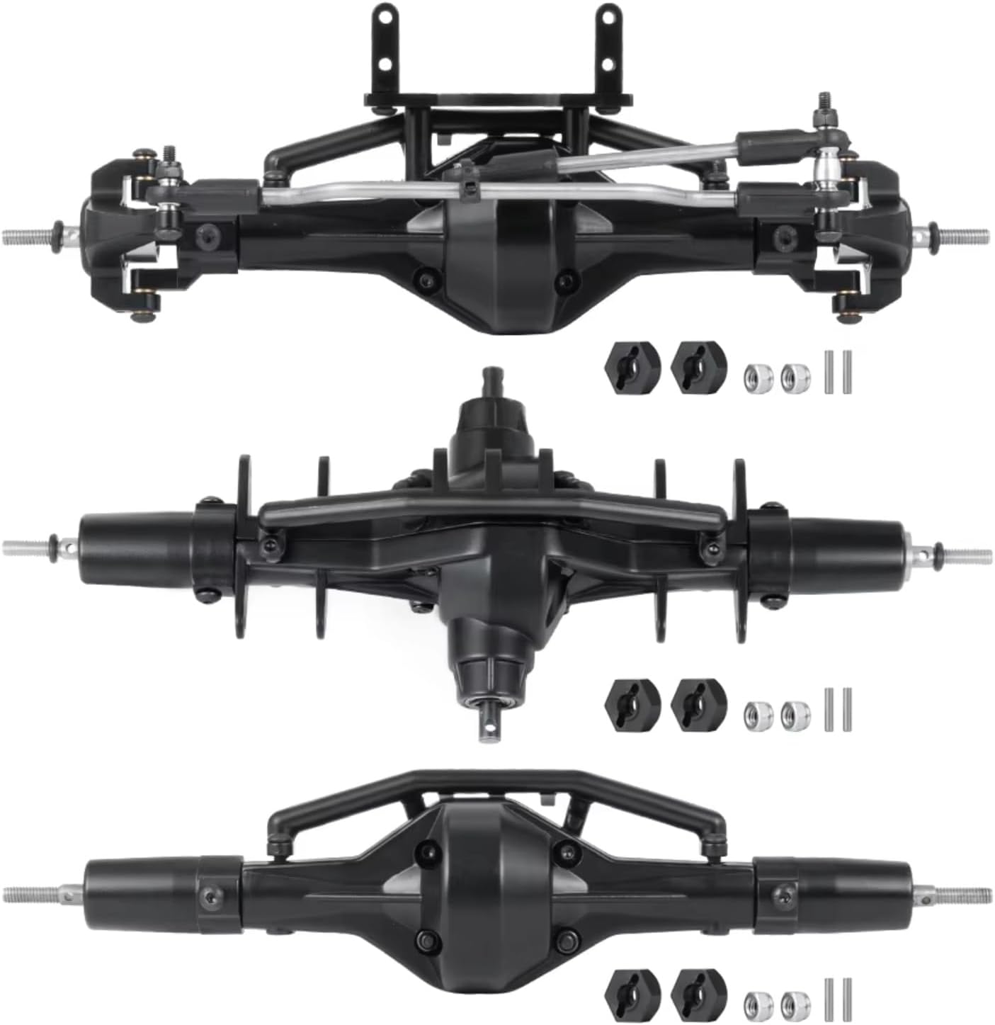Compatible with Axial for SCX10 90021 90027 90028 1/10 RC Crawler Car Upgrade Parts Front Middle Rear Complete Axle RC Front and Rear Axle(1Set)