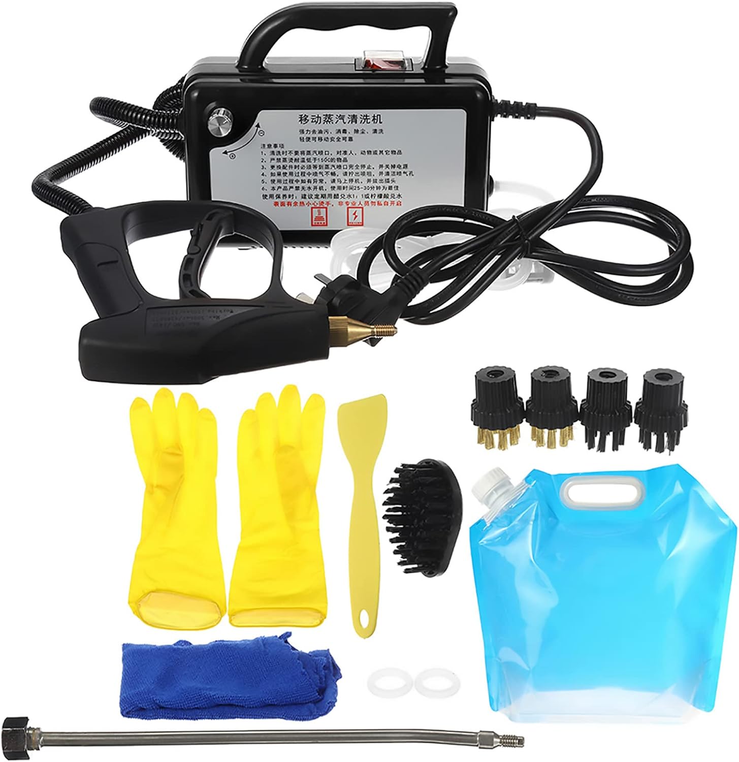 High Pressure Steam Cleaner, 2800W Handheld High Temp Portable Cleaning Machine, Automatic Pumping (Black)