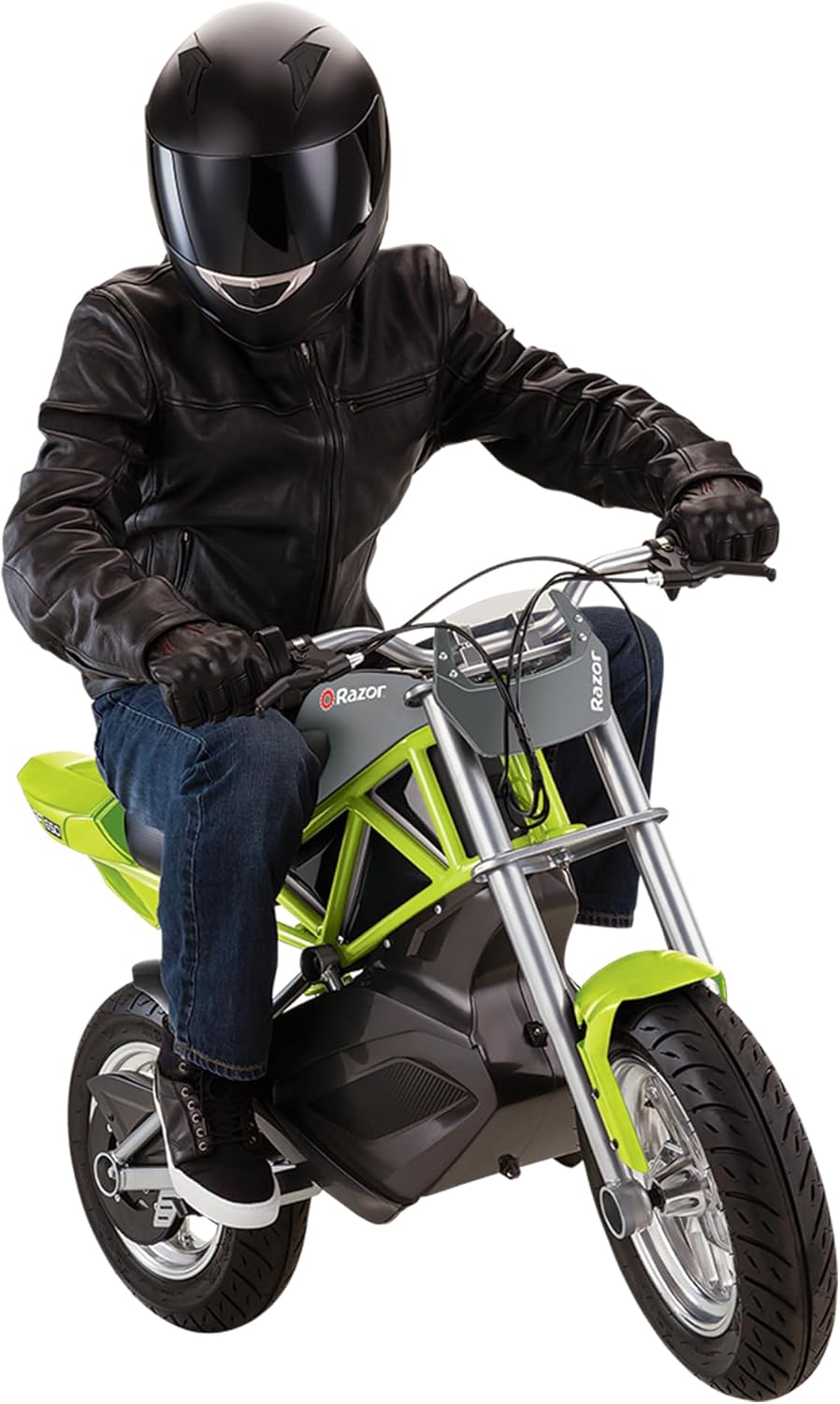 Razor RSF650 Electric Ride-On Bike for Teens Ages 16+, 220 lb Max Weight, Green – 36V Battery, Up to 17 Mph, 50-Min Run Time, Twist-Grip Throttle, 10” Pneumatic Tires and Storage Compartment