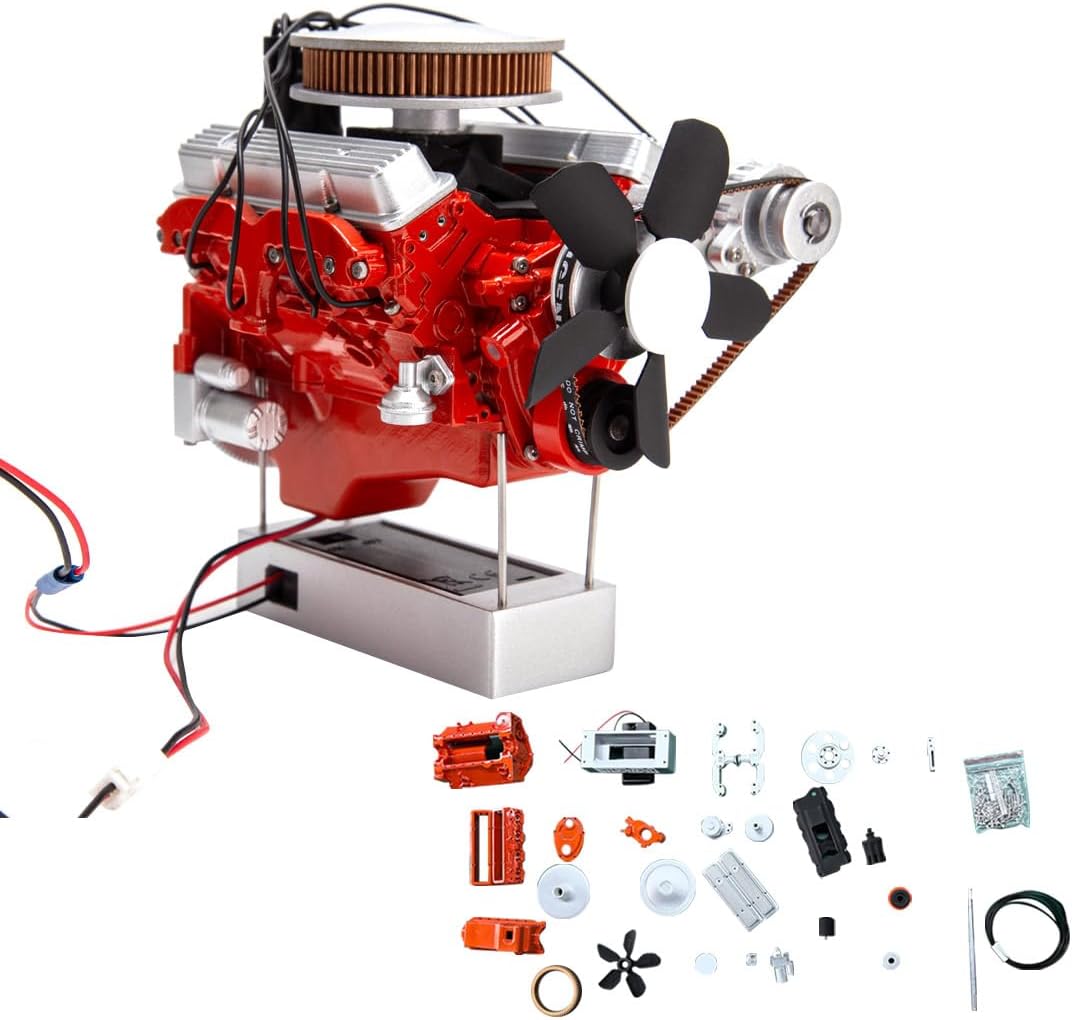 V8 Engine Kit That Runs, ENJOMOR 1/6 Scale 3D Printed Simulated Electric V8 Internal Combustion Engine Model Kit