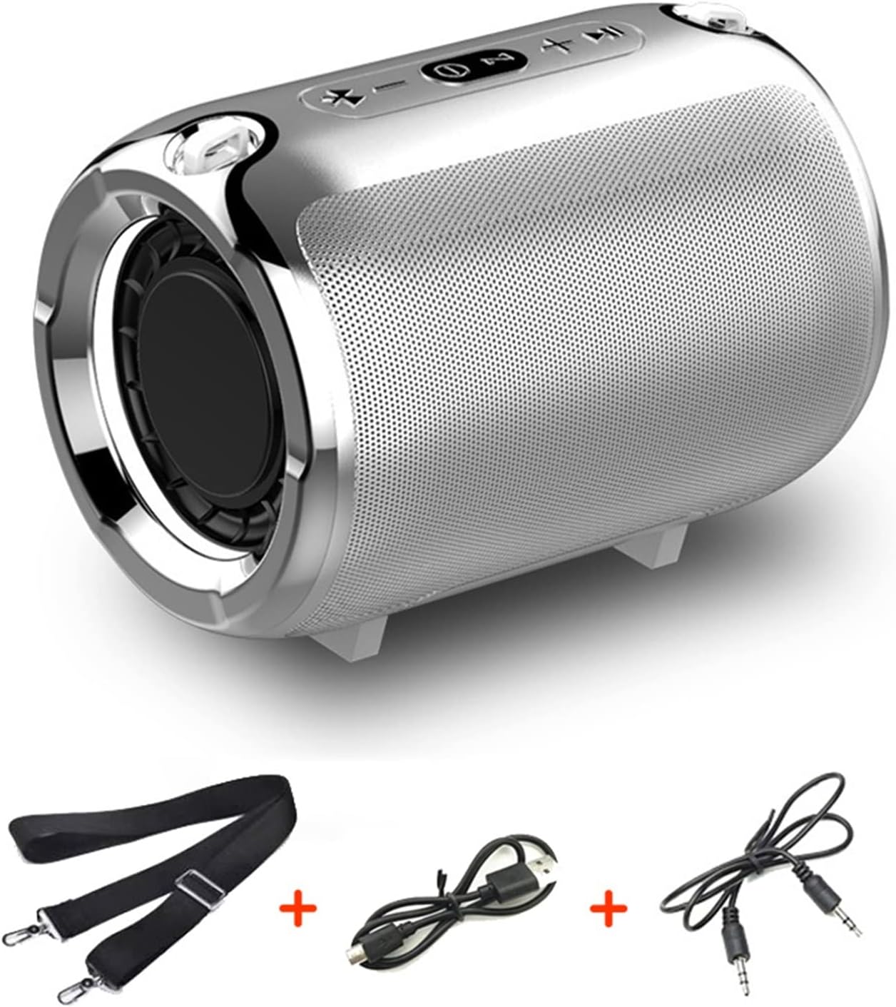 Portable Small -Compatible Speaker with Fm Radio Bass Music Stereo Subwoofer Soundbox for Computer Phones-Gray-Medium