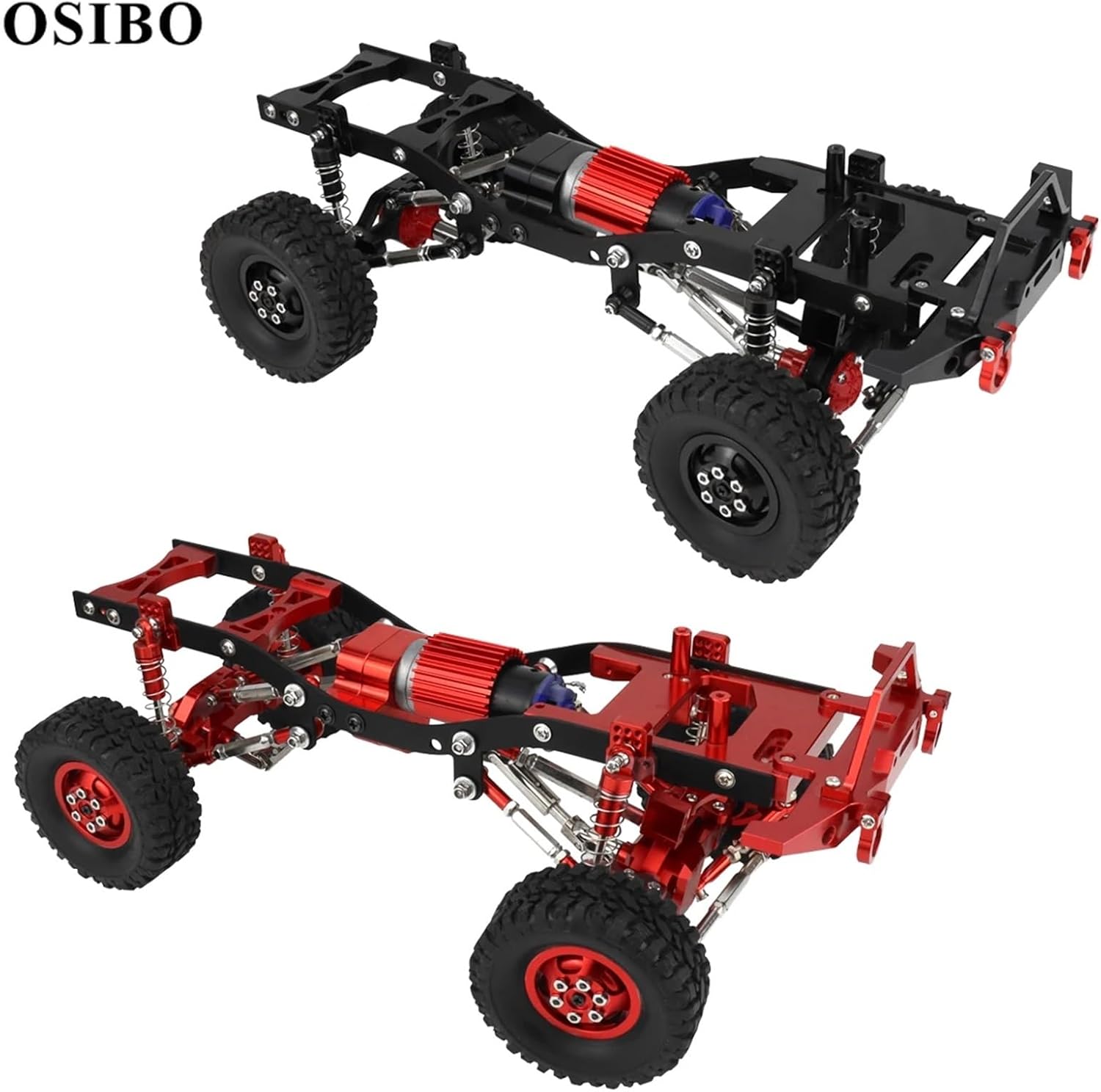 Metal Assembled Frame Chassis Axle Gearbox Pull Rod Set Parts Accessories Whole Upgrade for WPL C14 C24 1/16 RC Car(Black)