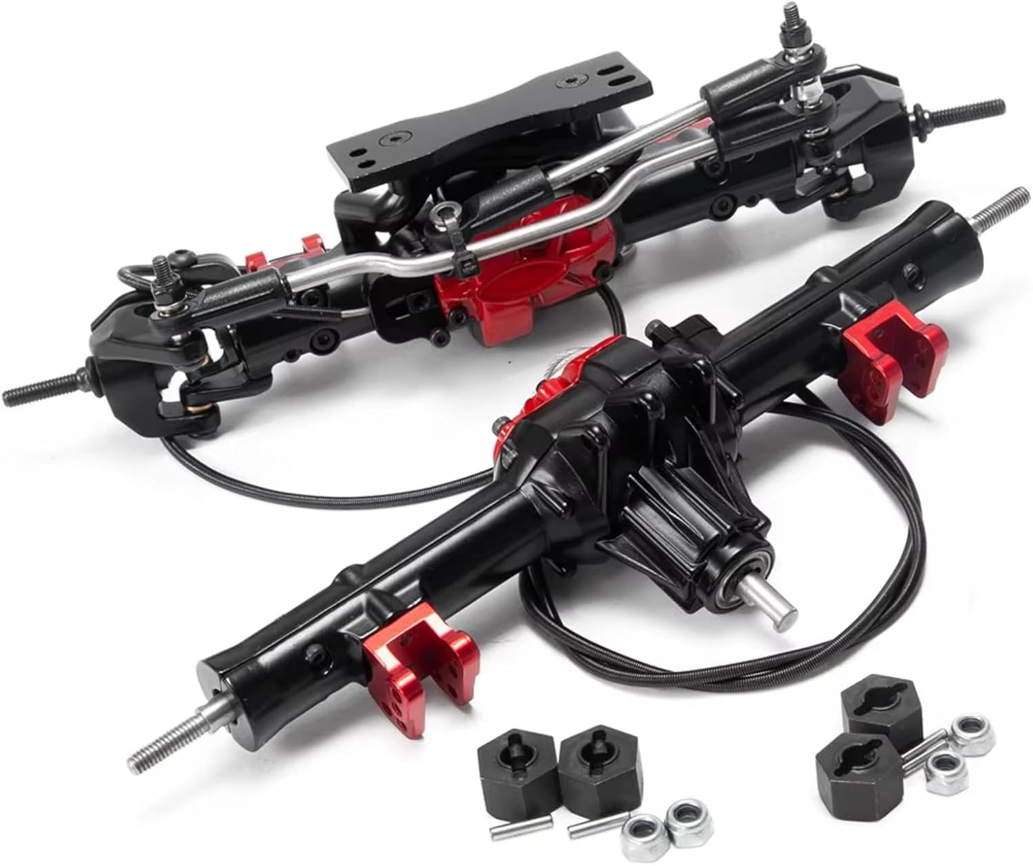 RC Spare Part Compatible with MN D90 TF2 1/10 RC Crawler Car Truck Upgrade Parts Accessories Complete Metal Front Rear Axle with Differential Lock