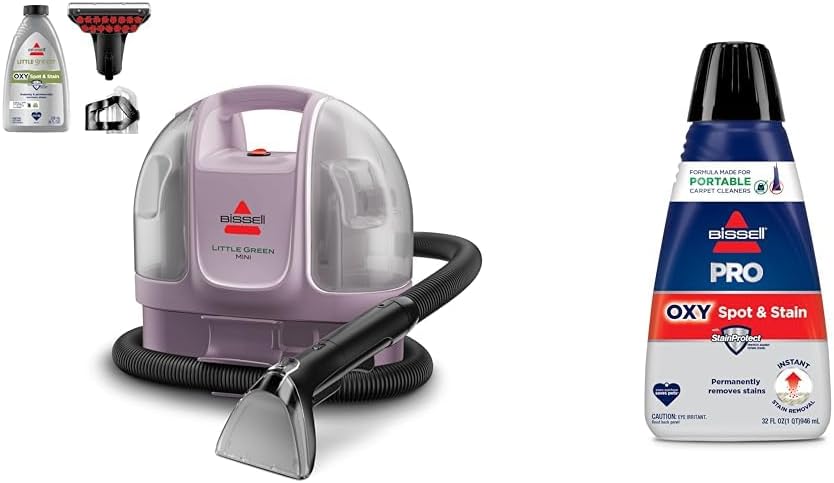 BISSELL Little Green Mini Portable Carpet and Upholstery Deep Cleaner, Limited Edition Color Dusk Pink, 4075L Professional Spot and Stain + Oxy Portable Machine Formula