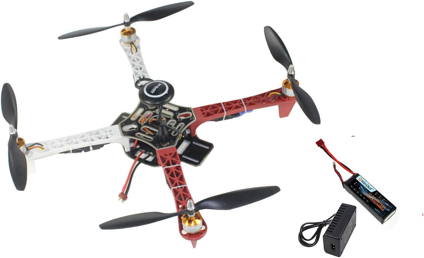 QWinOut F450 APM2.8 6M GPS DIY RC Drone Kit 450mm Frame RC Quadcopter 4-Axle UFO Unassembly Kit for Beginners (with Battery&Charger)