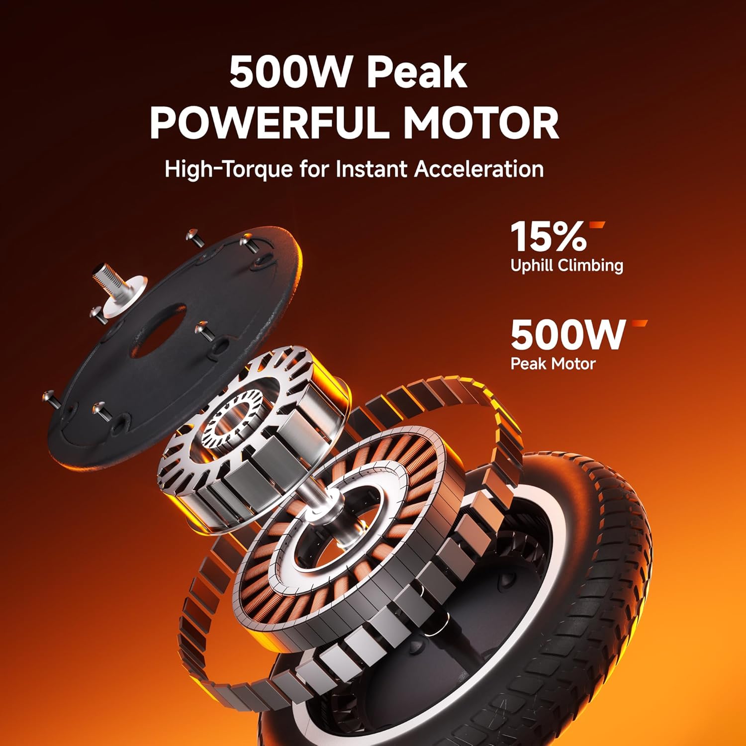 Electric Scooter, Up to 25 Miles Range & 21 MPH, 4 High-Performance Shock Absorbers, 500W Motor & 10