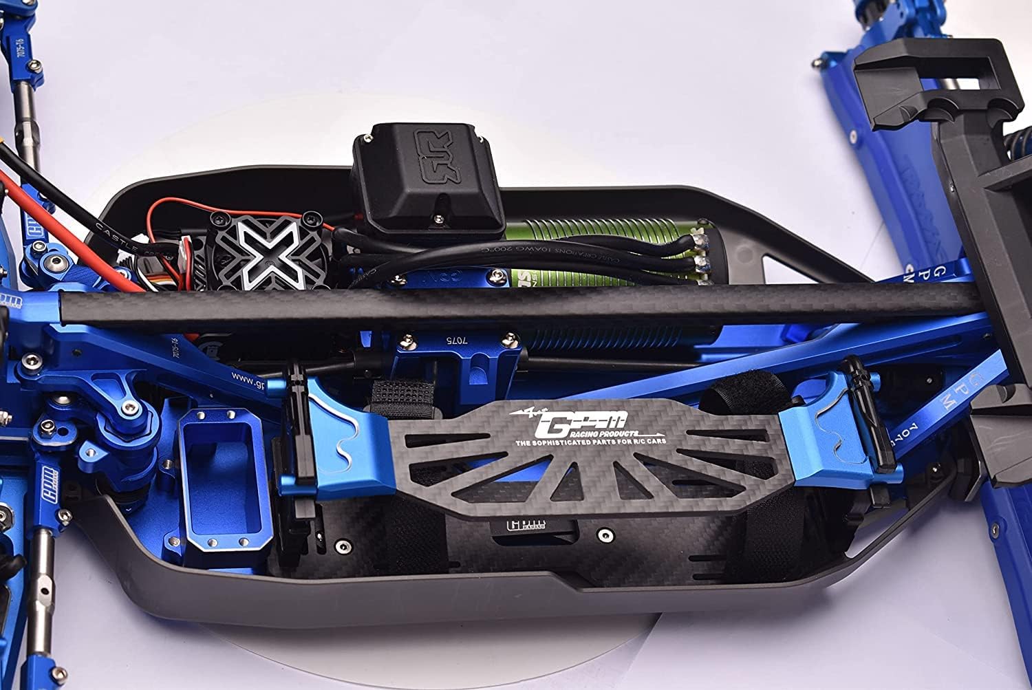 Aluminum 7075-T6 Chassis Plate with Servo Mount + Battery Compartment + Motor Base for Traxxas 1/8 4WD Sledge Monster Truck 95076-4 Upgrades (Use with Arrma AR320422 Receiver Box) - Black