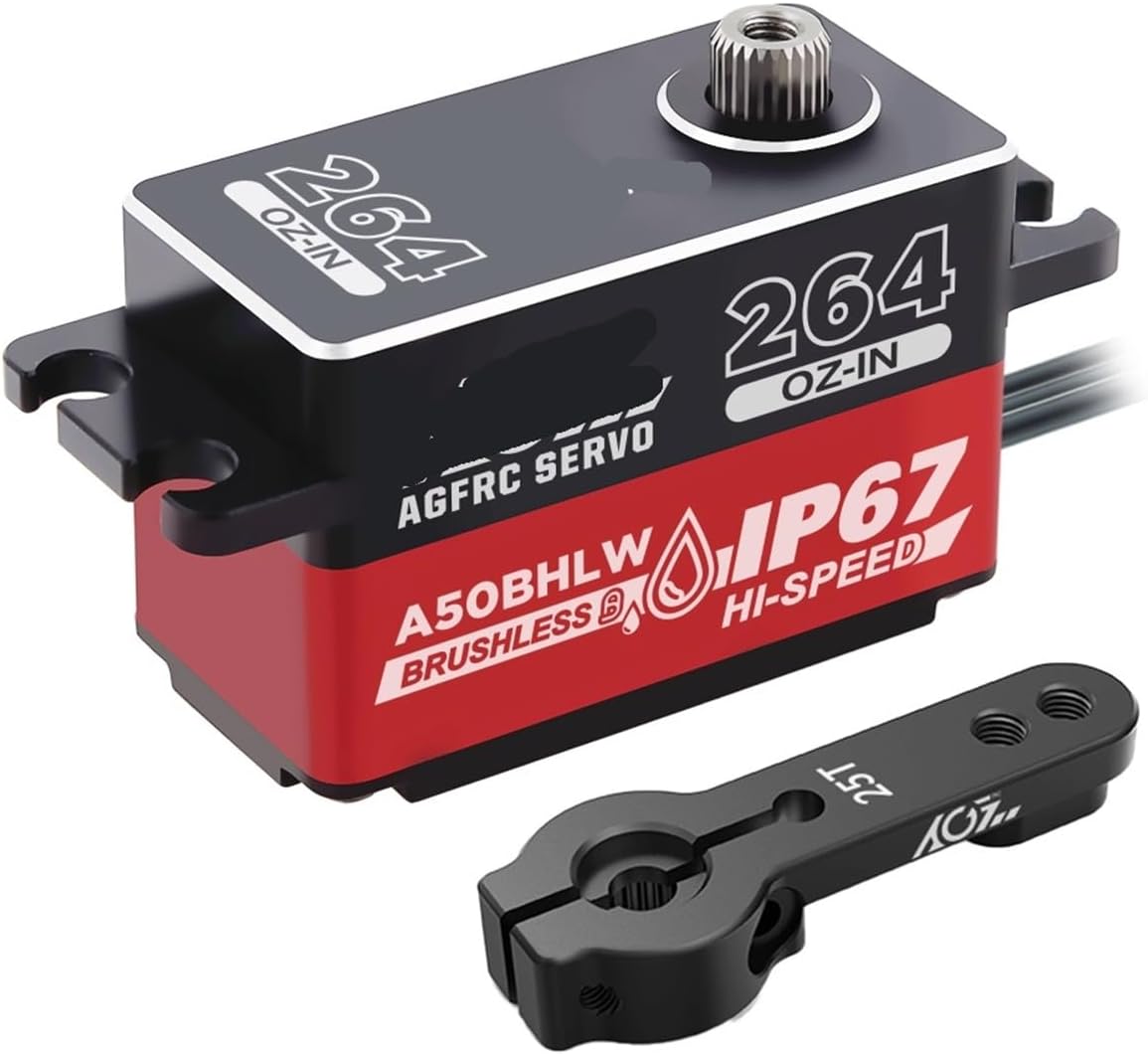 A50BHLW A50CH High Speed ​​19KG 18KG Waterproof IP67 Low Profile Brushless Coreless Remote Control Servo Suitable for 1/10 1/12(A50BHLW Set 1)
