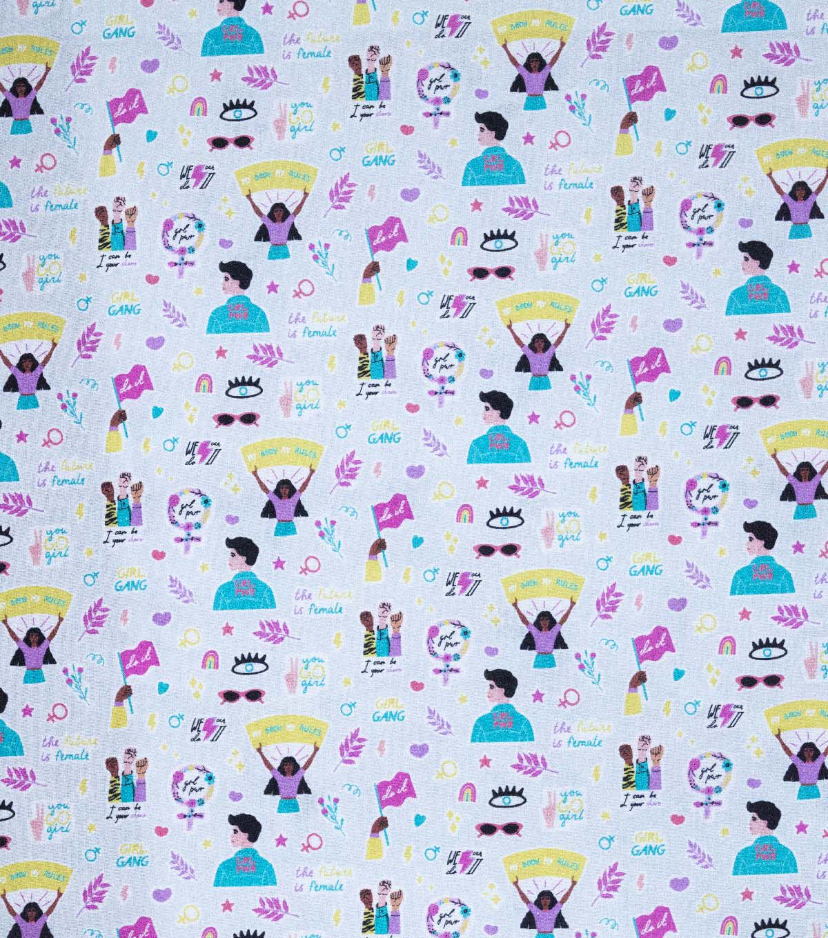 My Body My Rules Girl Power Novelty Cotton Fabric